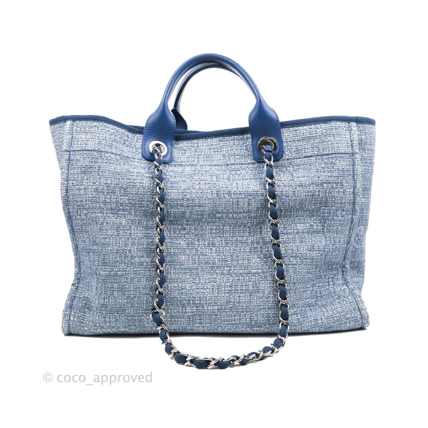 Chanel Large Deauville Blue Canvas Silver Hardware