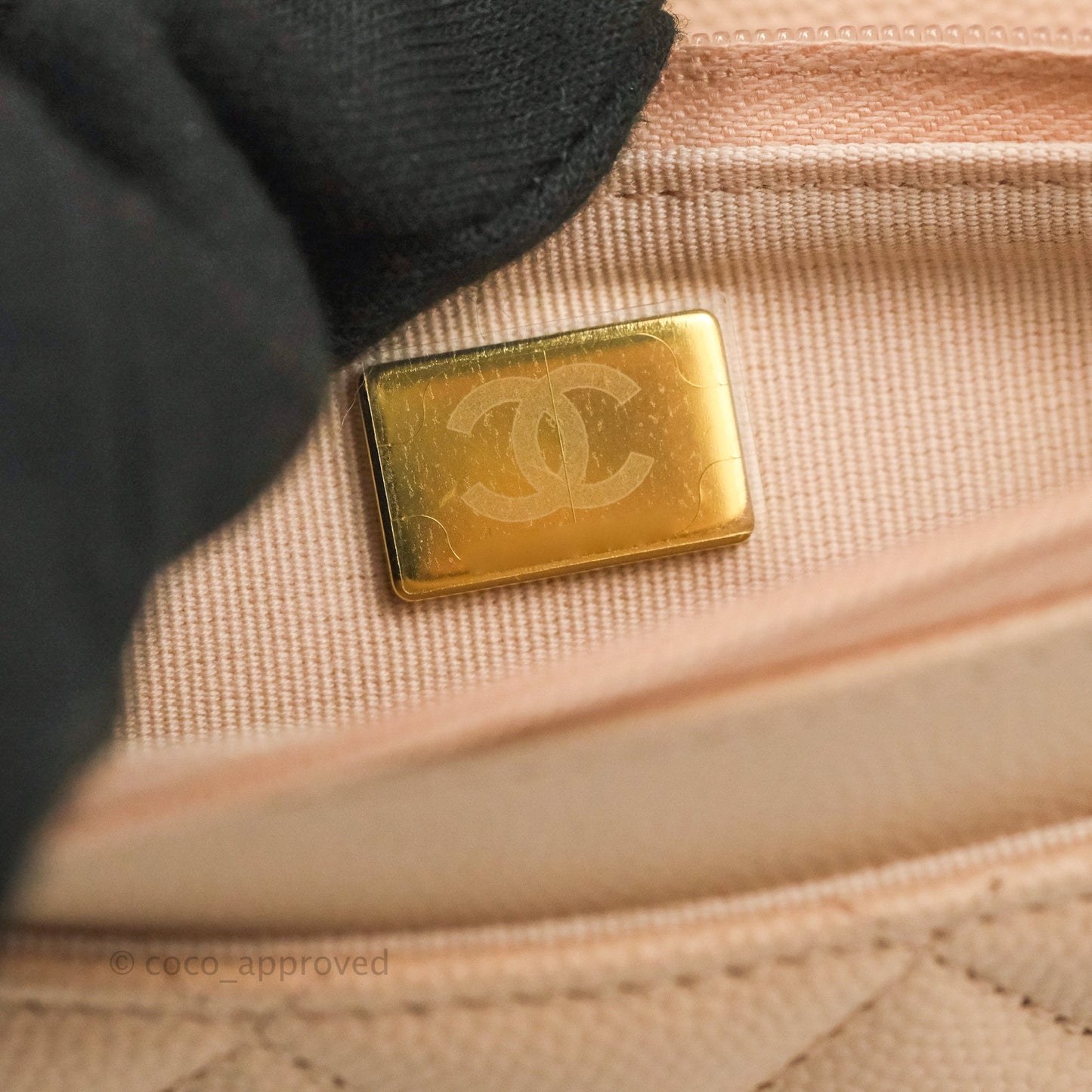 Chanel Quilted Classic Wallet on Chain WOC Light Beige Caviar Gold Hardware