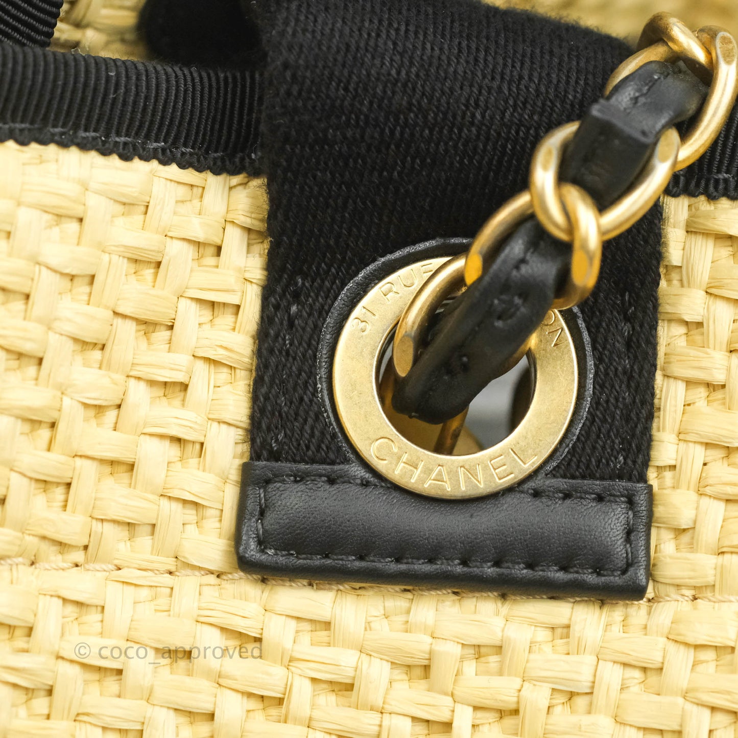 Chanel Large Deauville Tote Woven Chain Leather Logo 21S