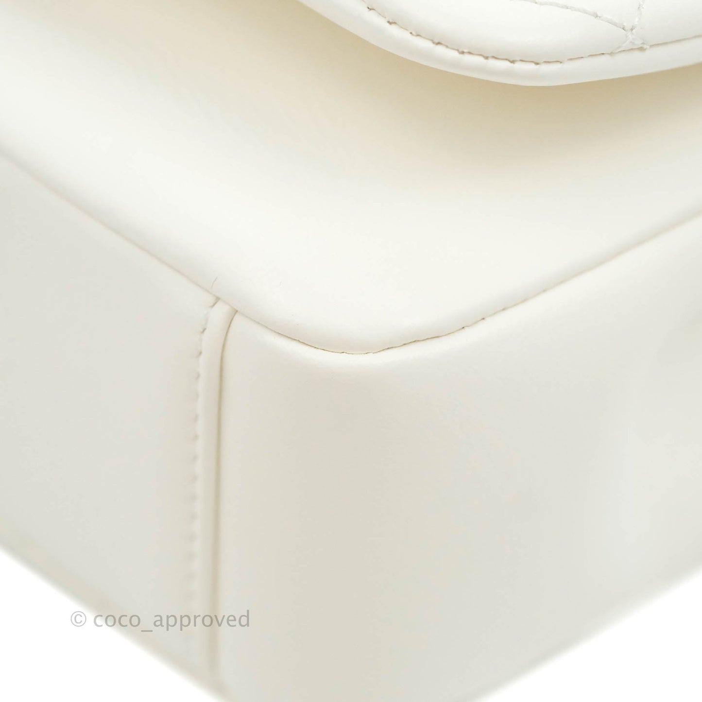 Chanel Large White Flap Bag With Woven CC Logo Lambskin Gold Hardware 22C