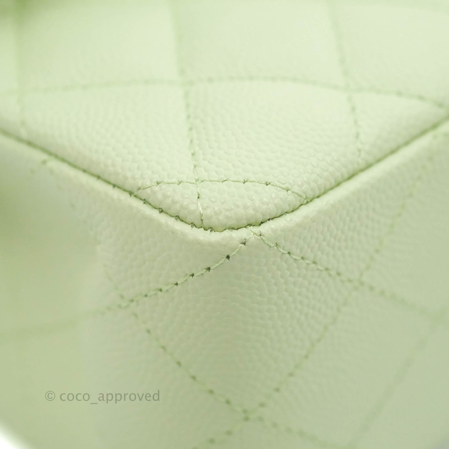 Chanel Small Classic Quilted Flap Pastel Green Caviar Gold Hardware