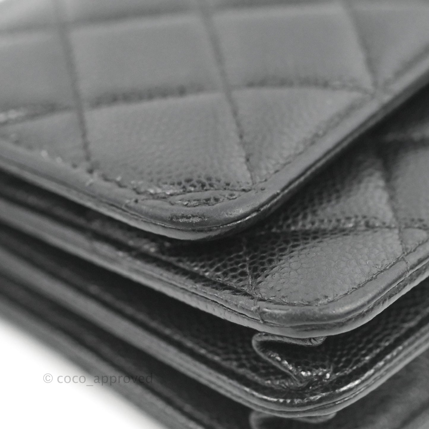 Chanel Quilted Mini Wallet on Chain WOC Black Caviar Silver Hardware