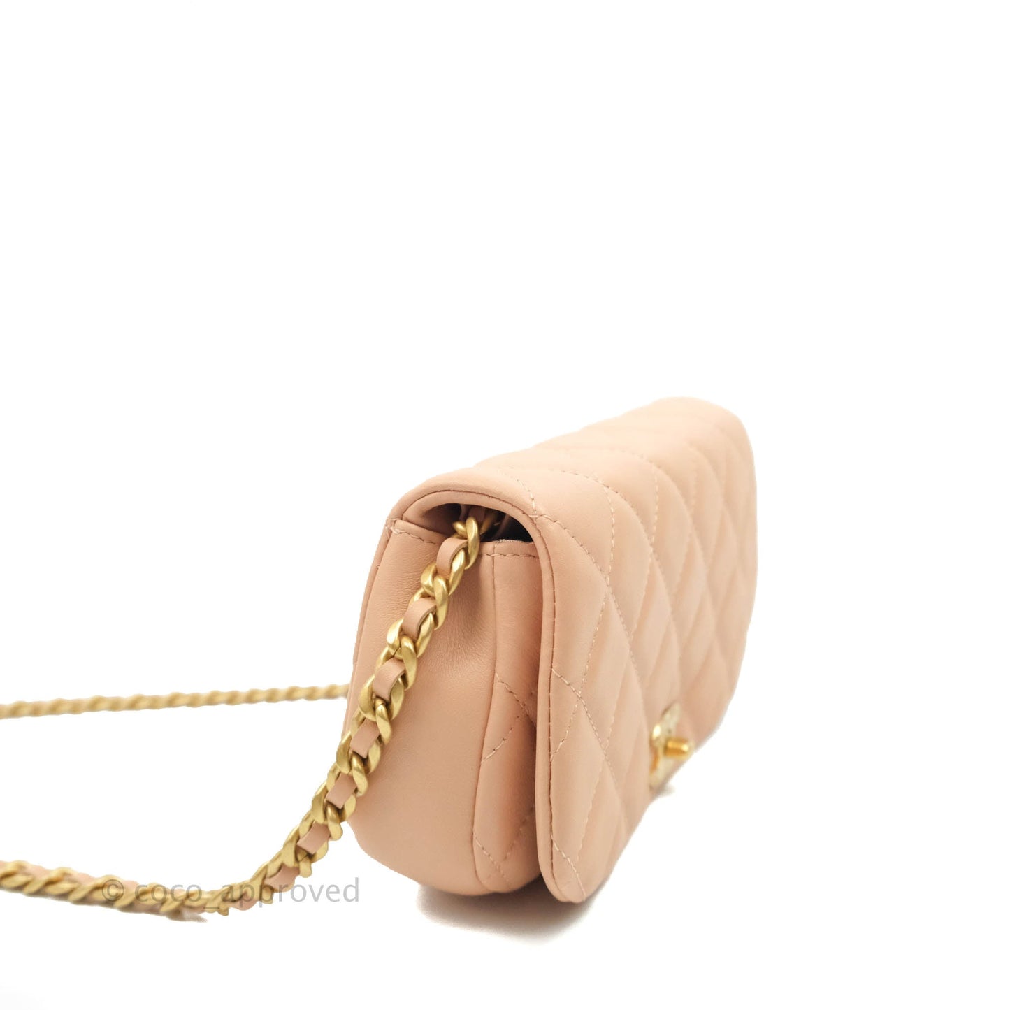 Chanel Clutch with Chain Beige Pink Calfskin Aged Gold Hardware