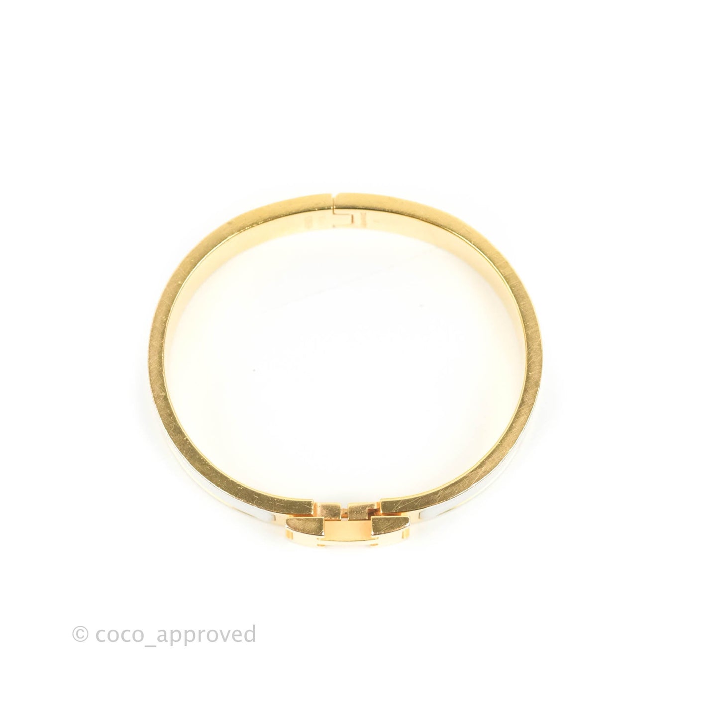 Hermès Clic H Bracelet White Rose Gold PM
