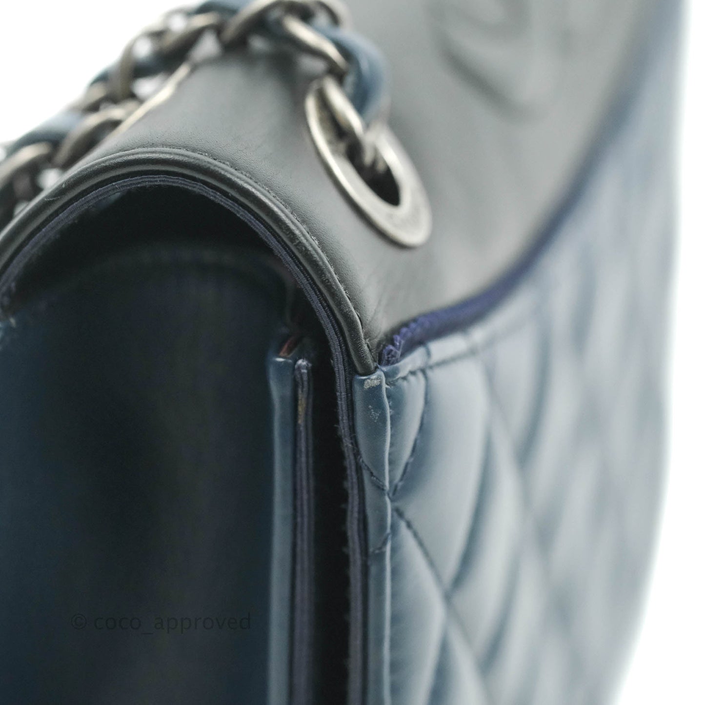 Chanel Quilted Ballerina Small Flap Bag Blue Black Ruthenium Hardware