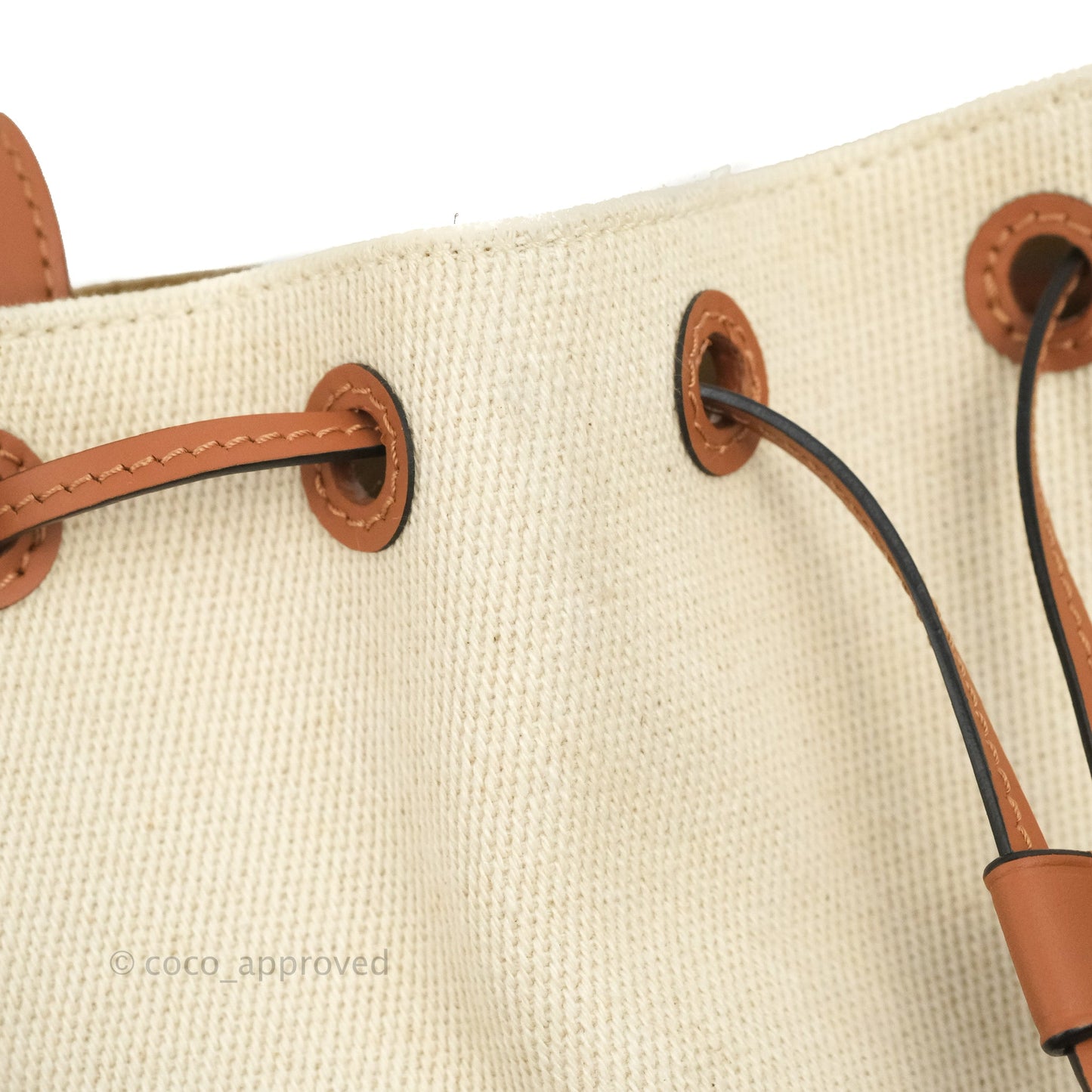 Loewe Small Balloon Bucket Bag Canvas Tan Calfskin