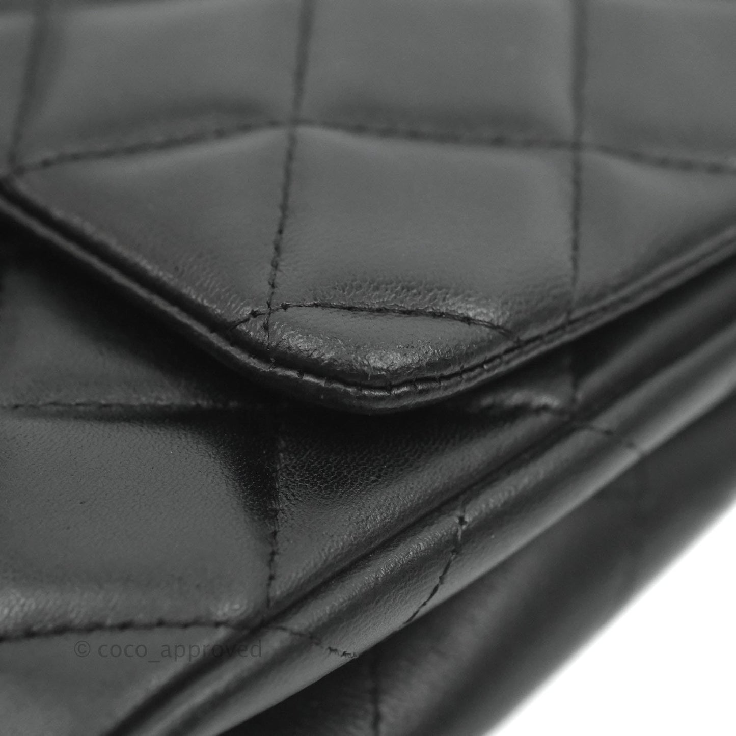 Chanel Quilted Clutch with Chain Lambskin Black Silver Hardware