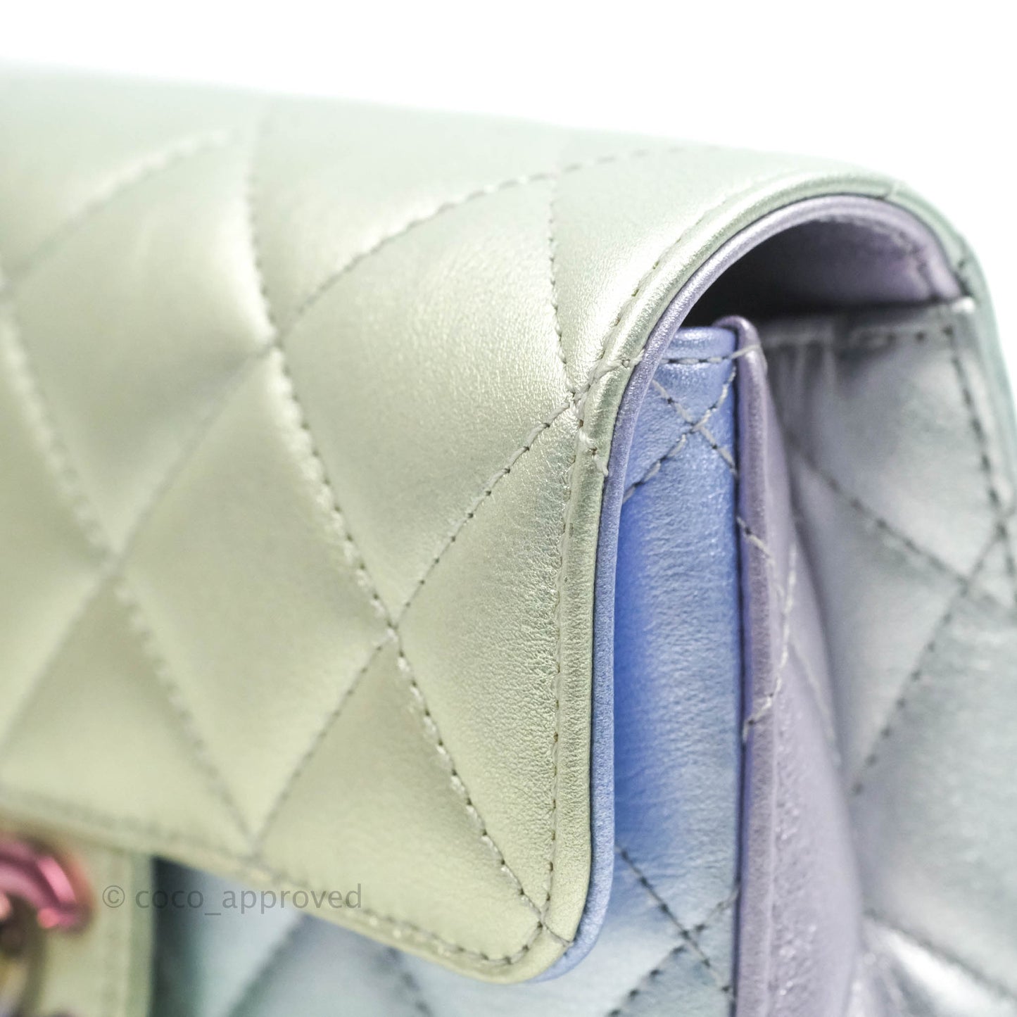 Chanel Wristlet Clutch Iridescent Rainbow Calfskin Leather 21K