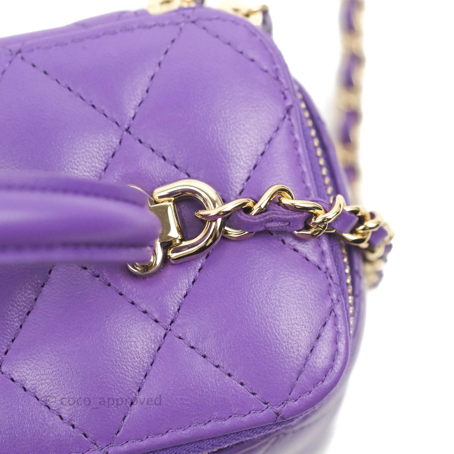 Chanel Vanity Rectangular Top Handle Purple Lambskin Gold Hardware