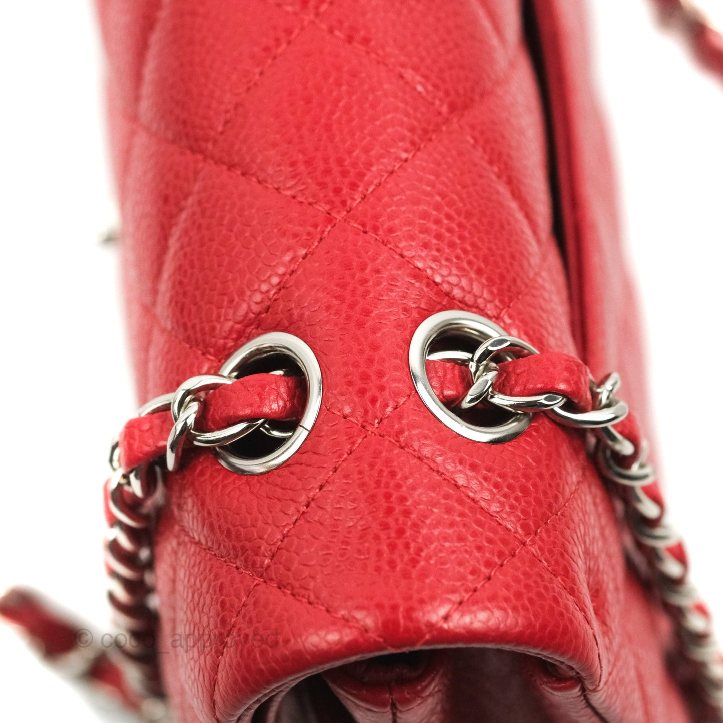 Chanel Classic M/L Medium Flap Quilted Red Caviar Silver Hardware