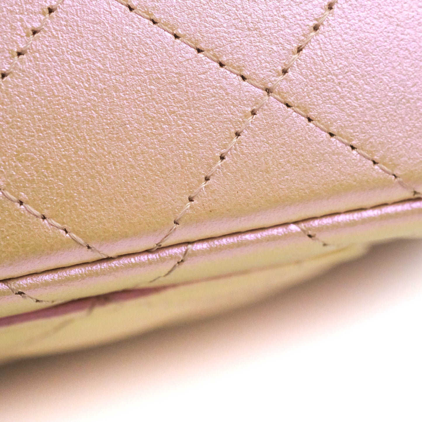 Chanel Quilted Mini Rectangular Flap Iridescent Pink Calfskin Silver Hardware