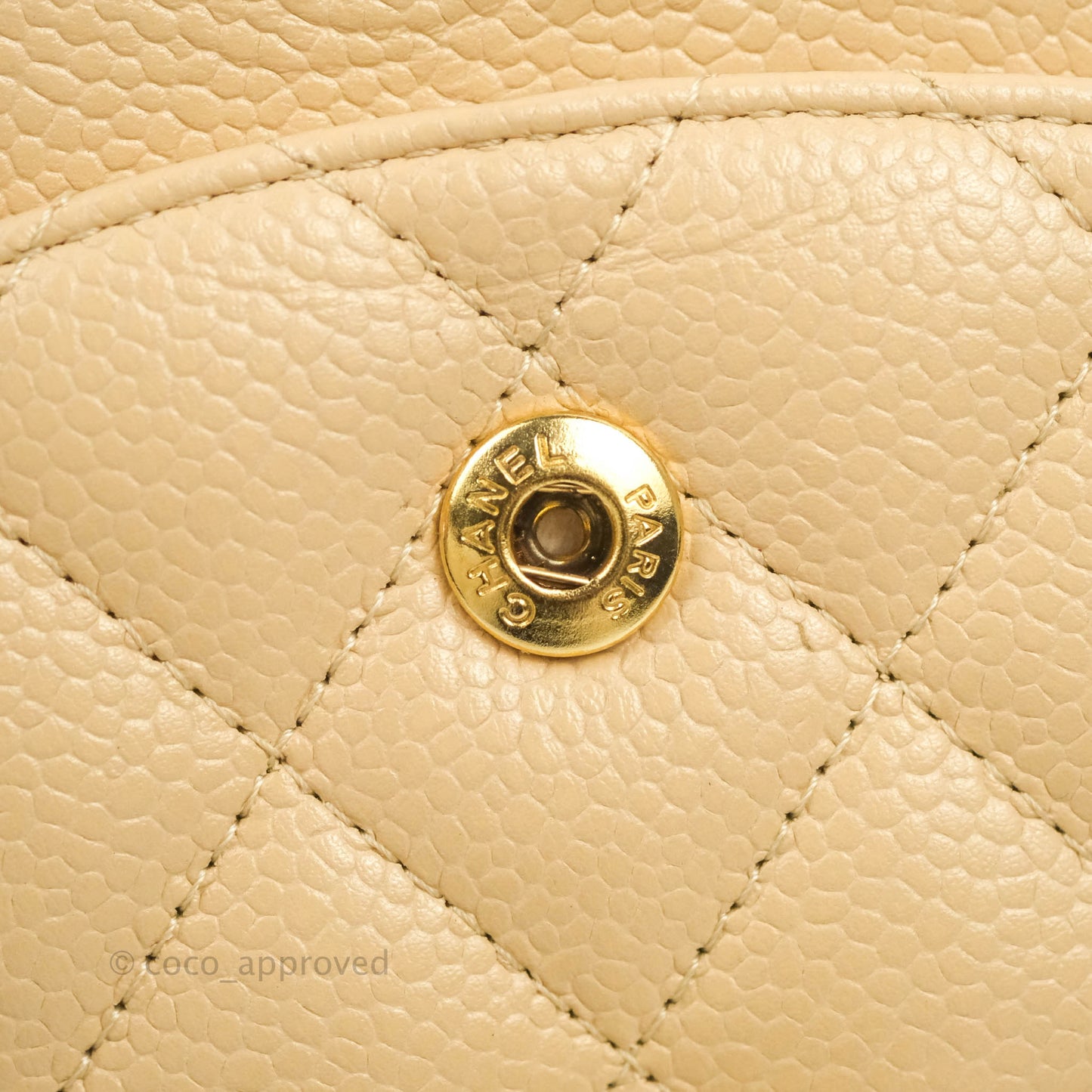 Chanel Classic M/L Medium Flap Quilted Beige Caviar Gold Hardware