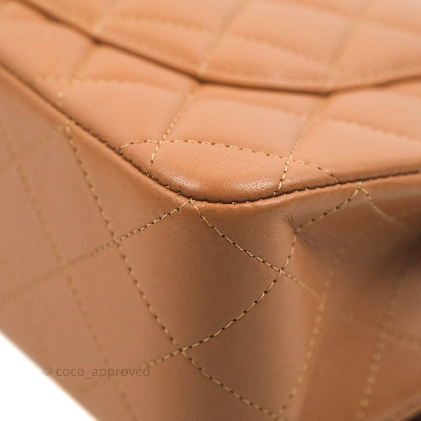 Chanel Small Classic Quilted Flap Dark Beige Caramel Lambskin Gold Hardware 21P