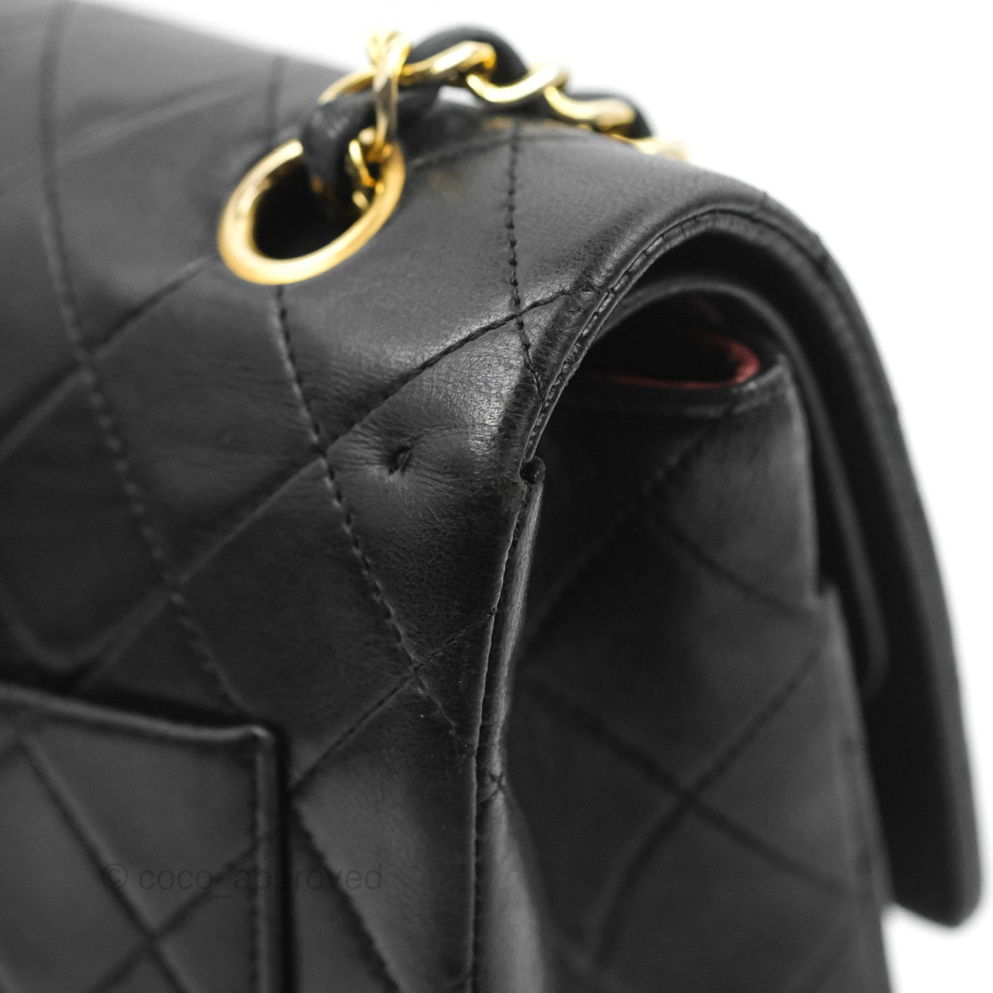 Chanel Vintage Square Flap Bag Black Lambskin 24K Gold Hardware