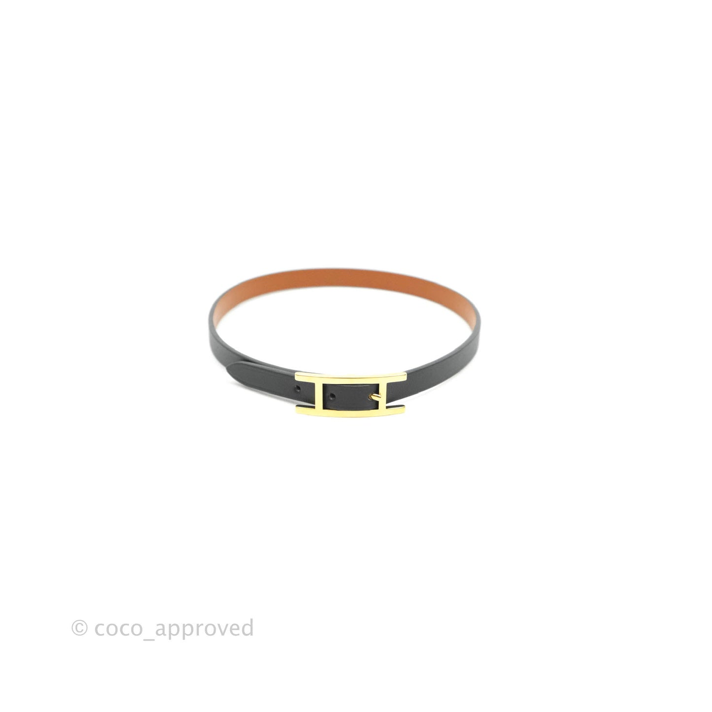 Hermès Veau Behapi Single Tour Bracelet Black Fauve