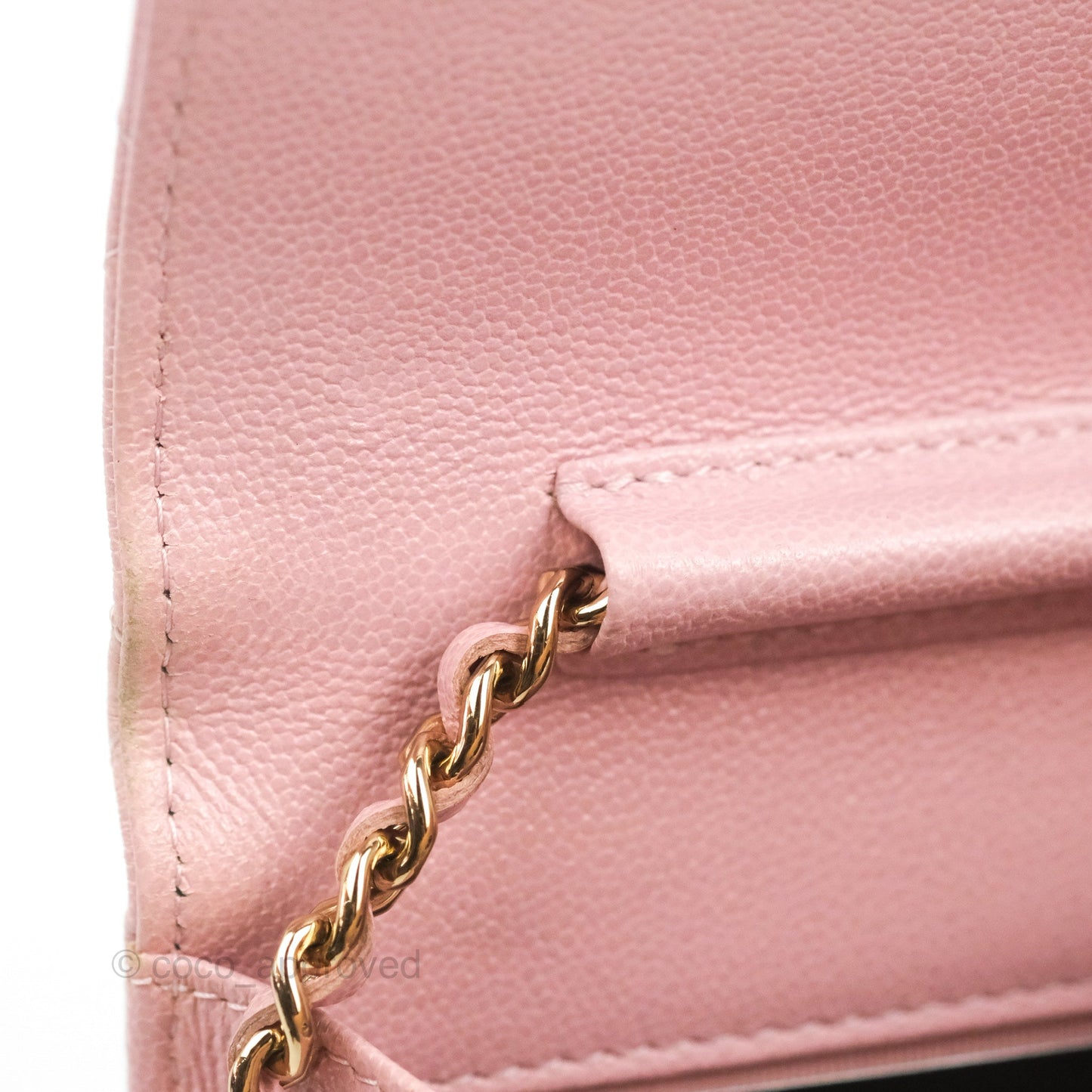 Chanel Quilted Wallet on Chain WOC Light Pink Caviar Gold Hardware
