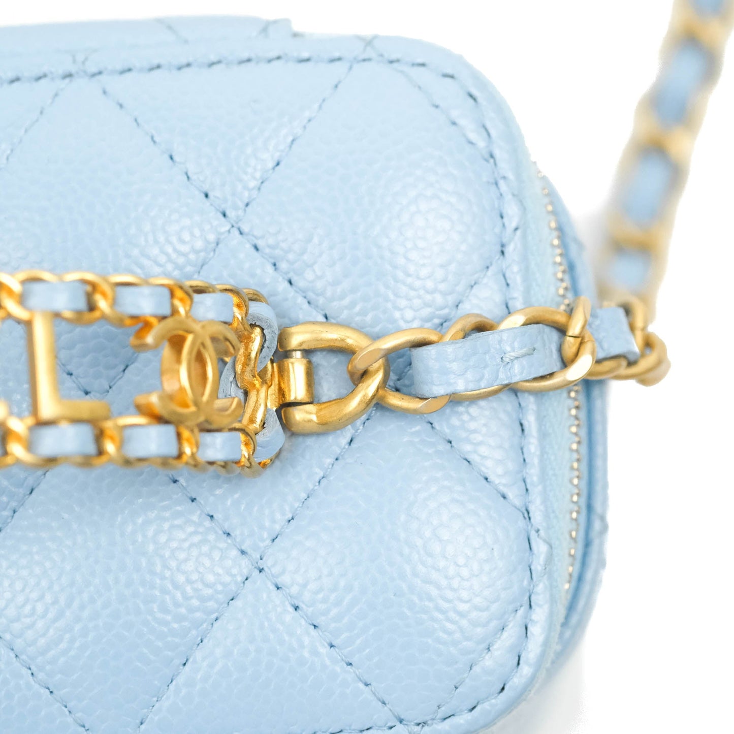 Chanel Vanity Rectangular with Top Handle Pick Me Up Blue Caviar Aged Gold Hardware 22S