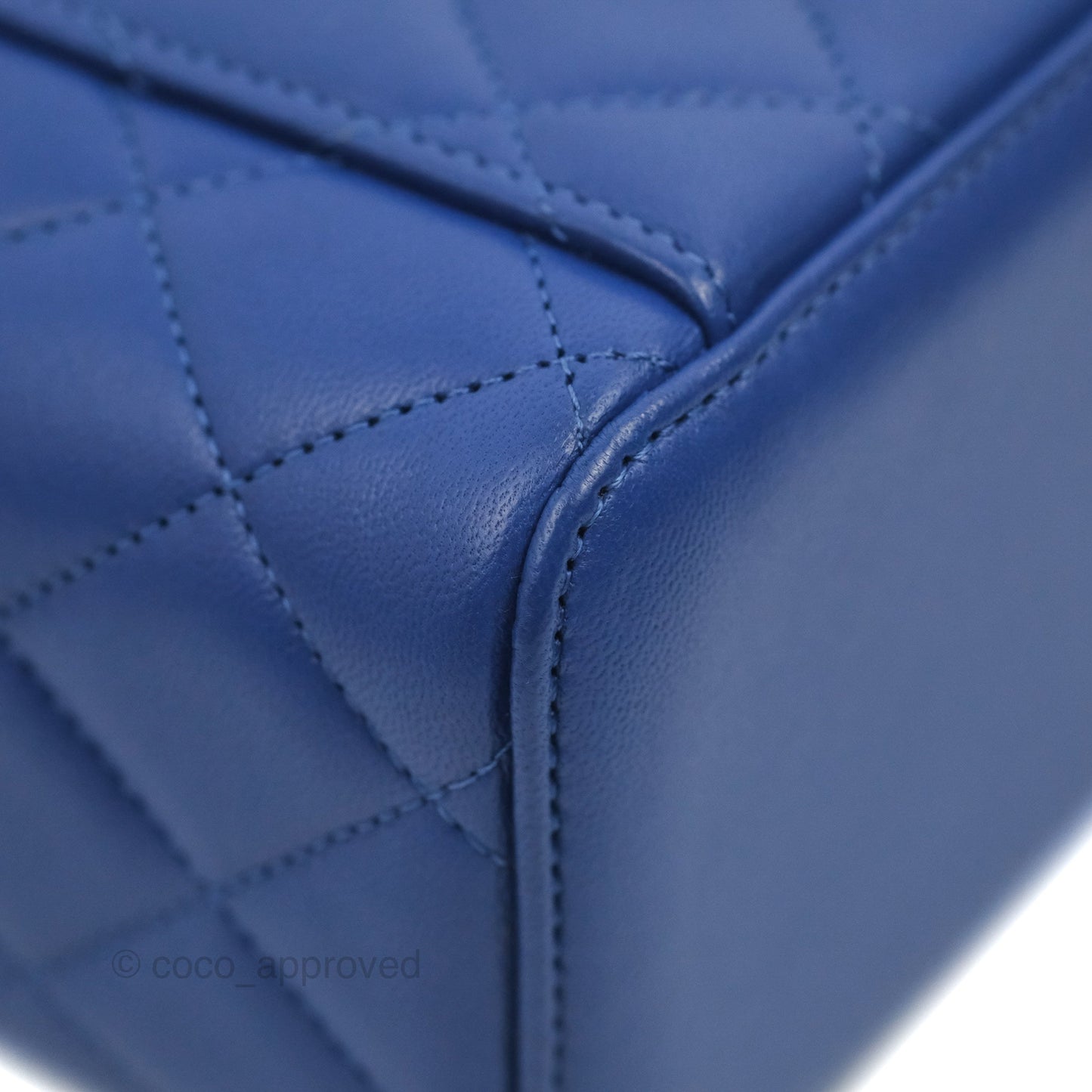 Chanel Vanity Rectangular Top Handle Blue Lambskin Gold Hardware