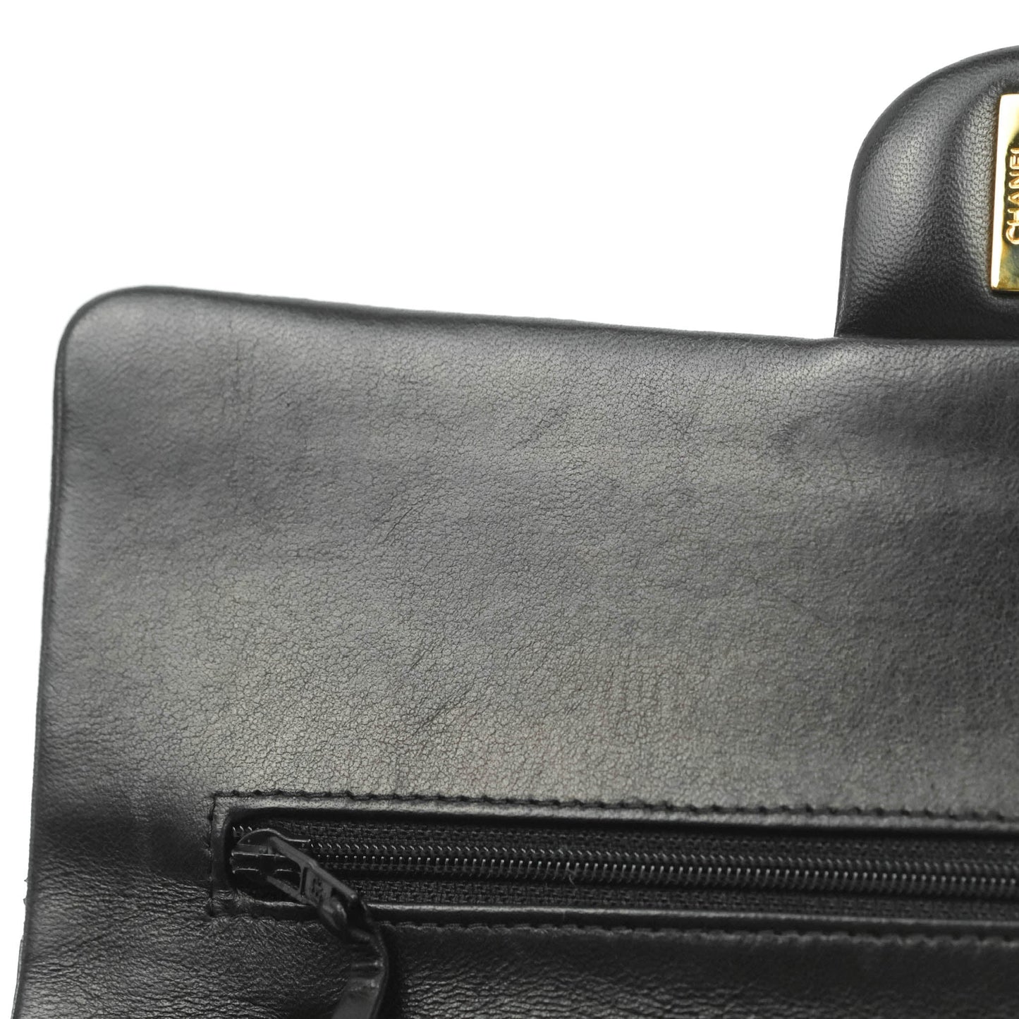 Chanel Classic M/L Flap Bag Black Lambskin Gold Hardware