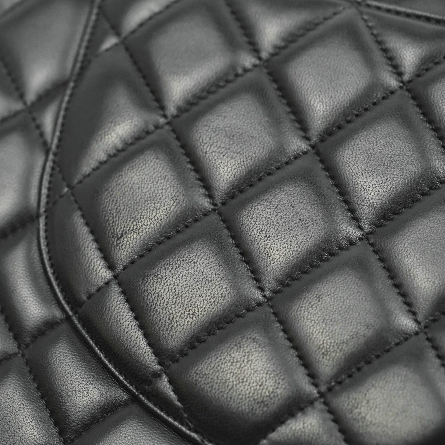 Chanel Quilted Maxi Single Flap Black Lambskin Silver Hardware