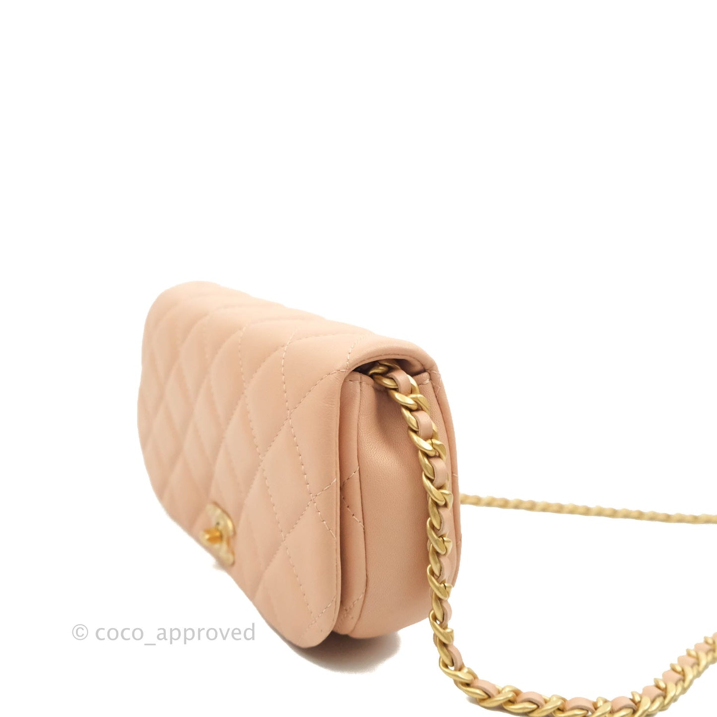 Chanel Clutch with Chain Beige Pink Calfskin Aged Gold Hardware