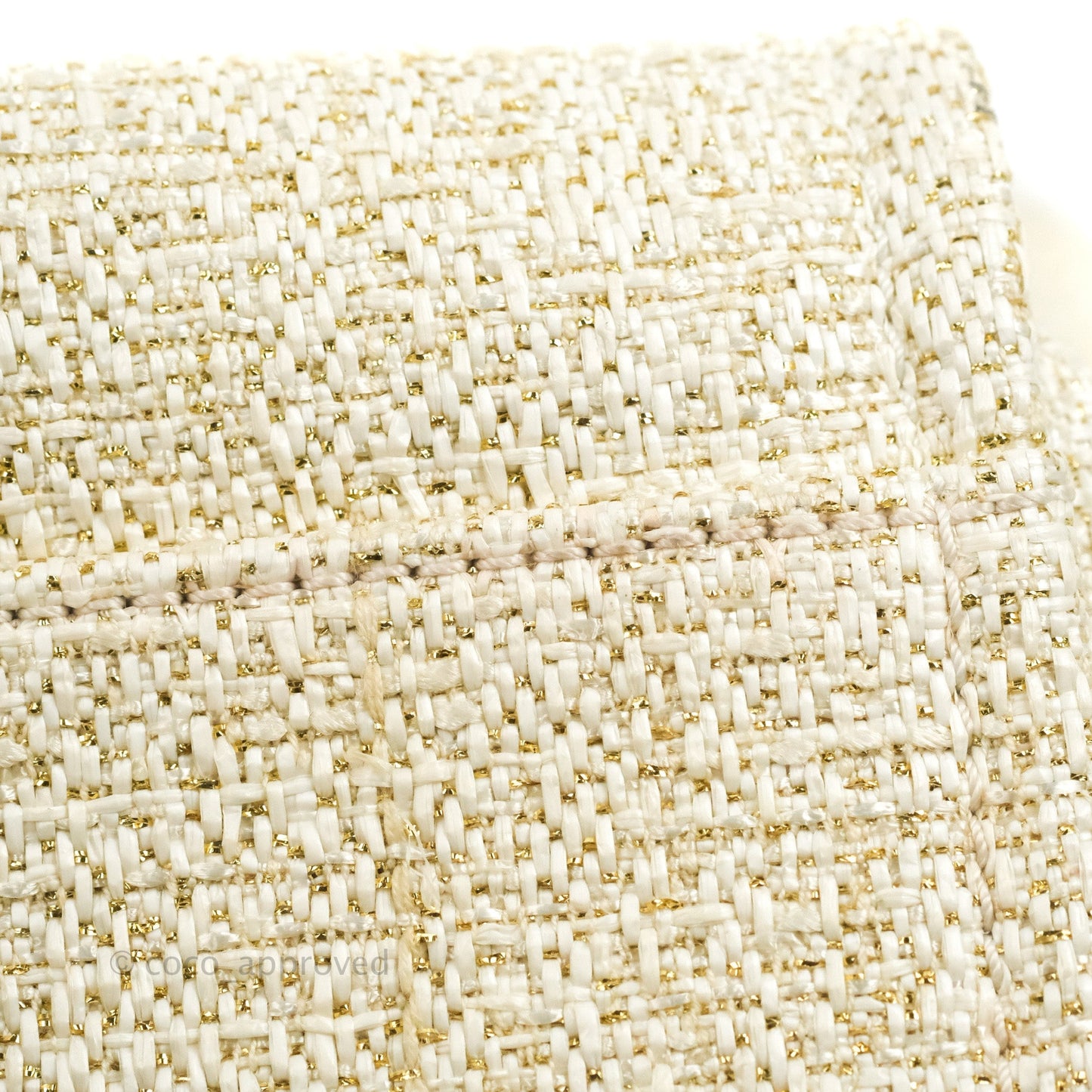 Chanel Large Deauville Ivory/Gold Canvas Gold Hardware