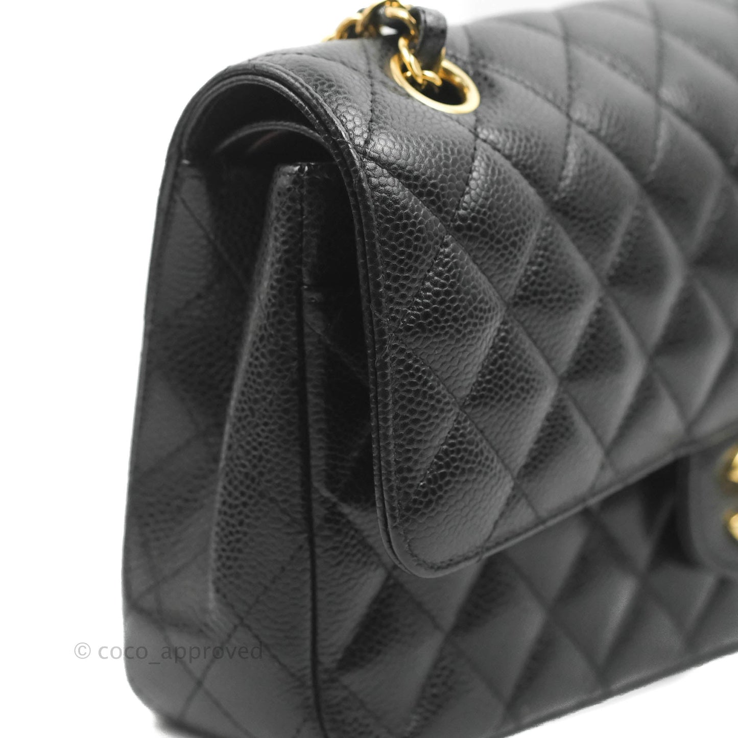 Chanel Classic M/L Medium Double Flap Black Caviar Gold Hardware