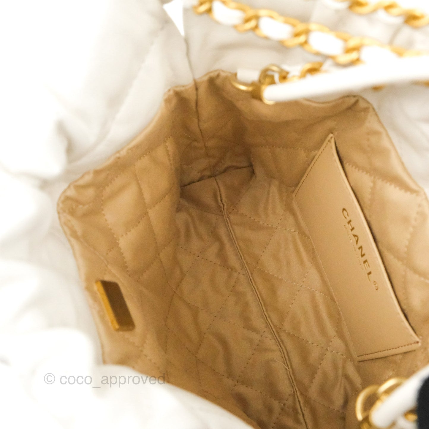 Chanel 22 Mini Bag White Crumpled Calfskin