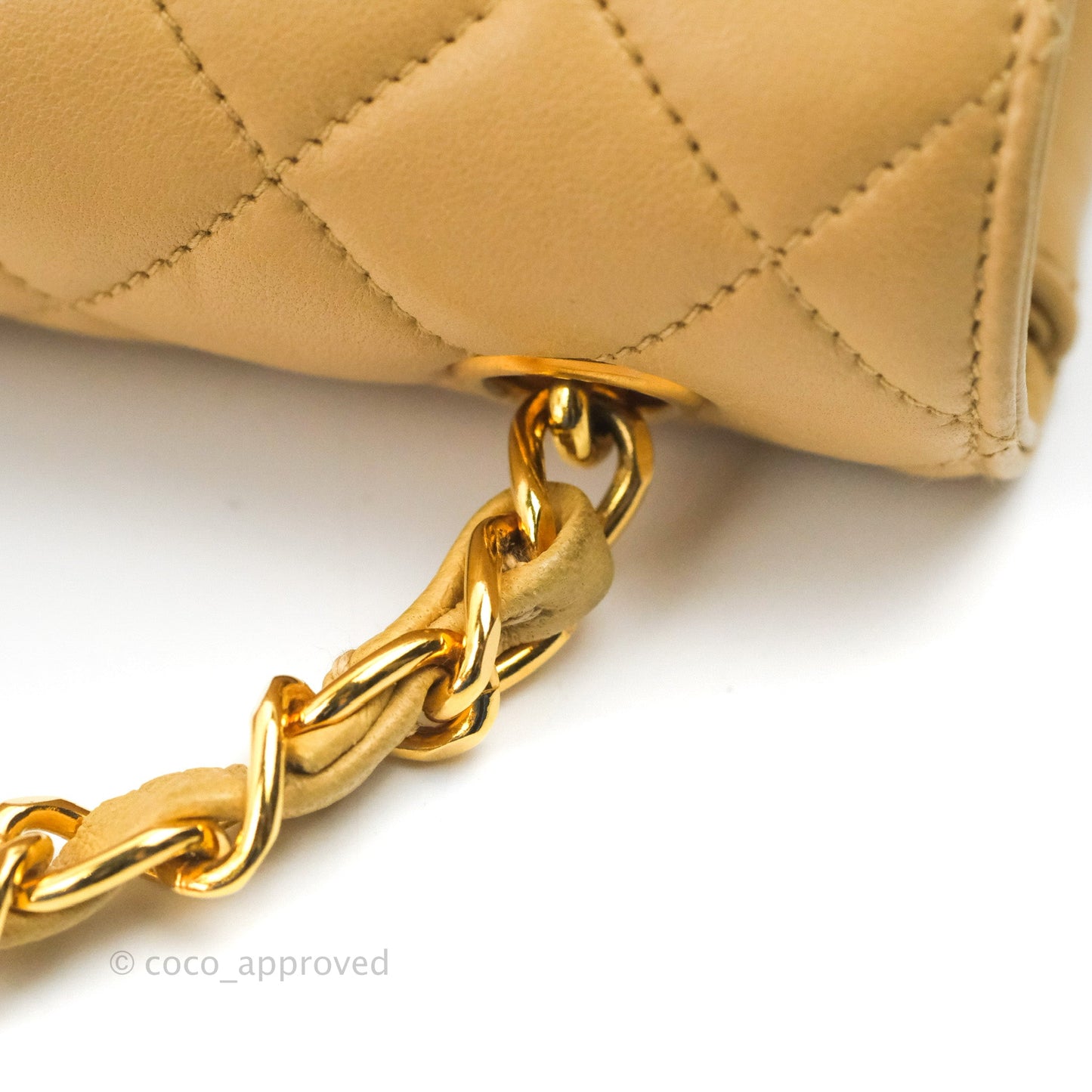 Chanel Vintage Mini Square Beige Lambskin 24K Gold Hardware