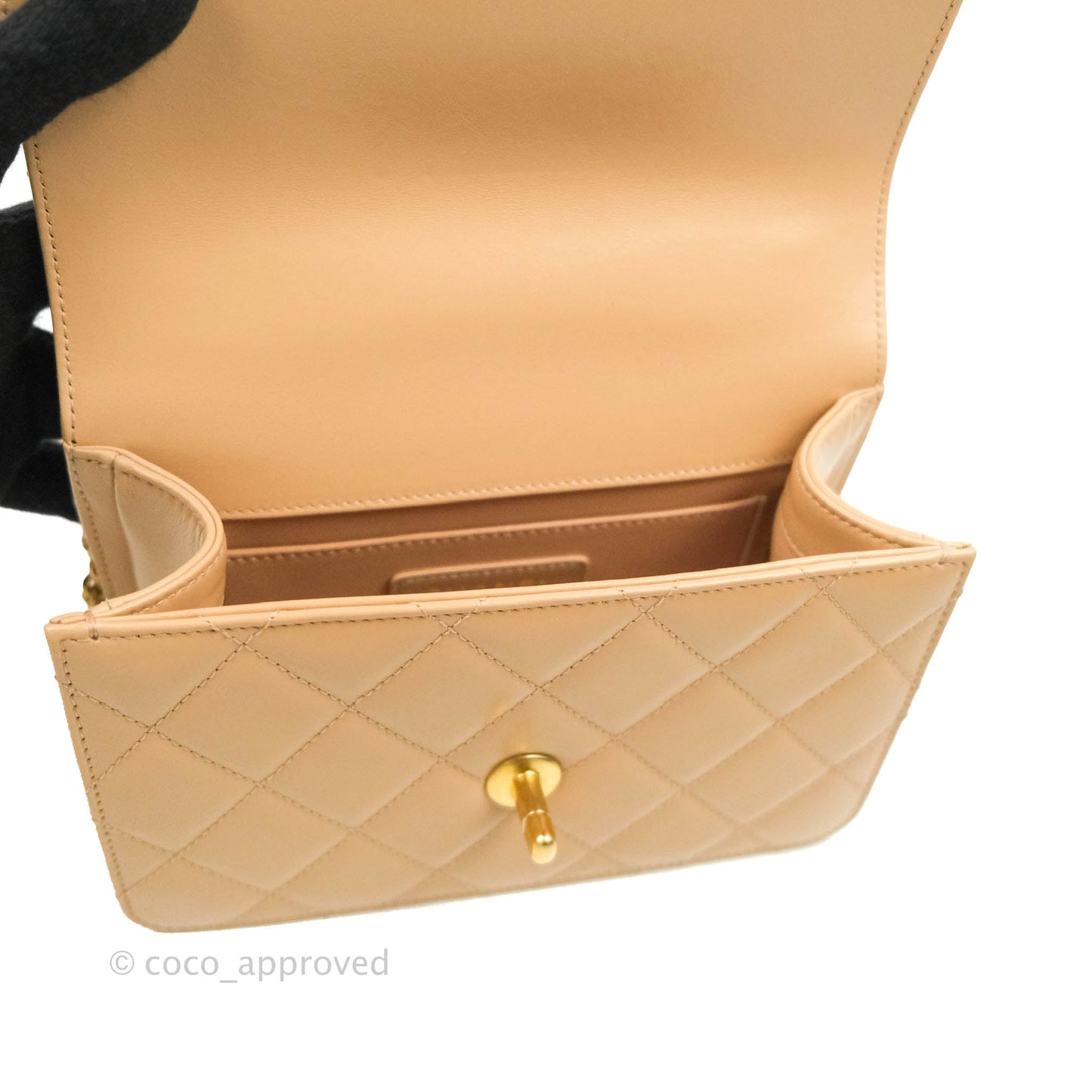 Chanel Quilted Mini Perfect Fit Adjustable Beige Calfskin Gold Hardware 21A