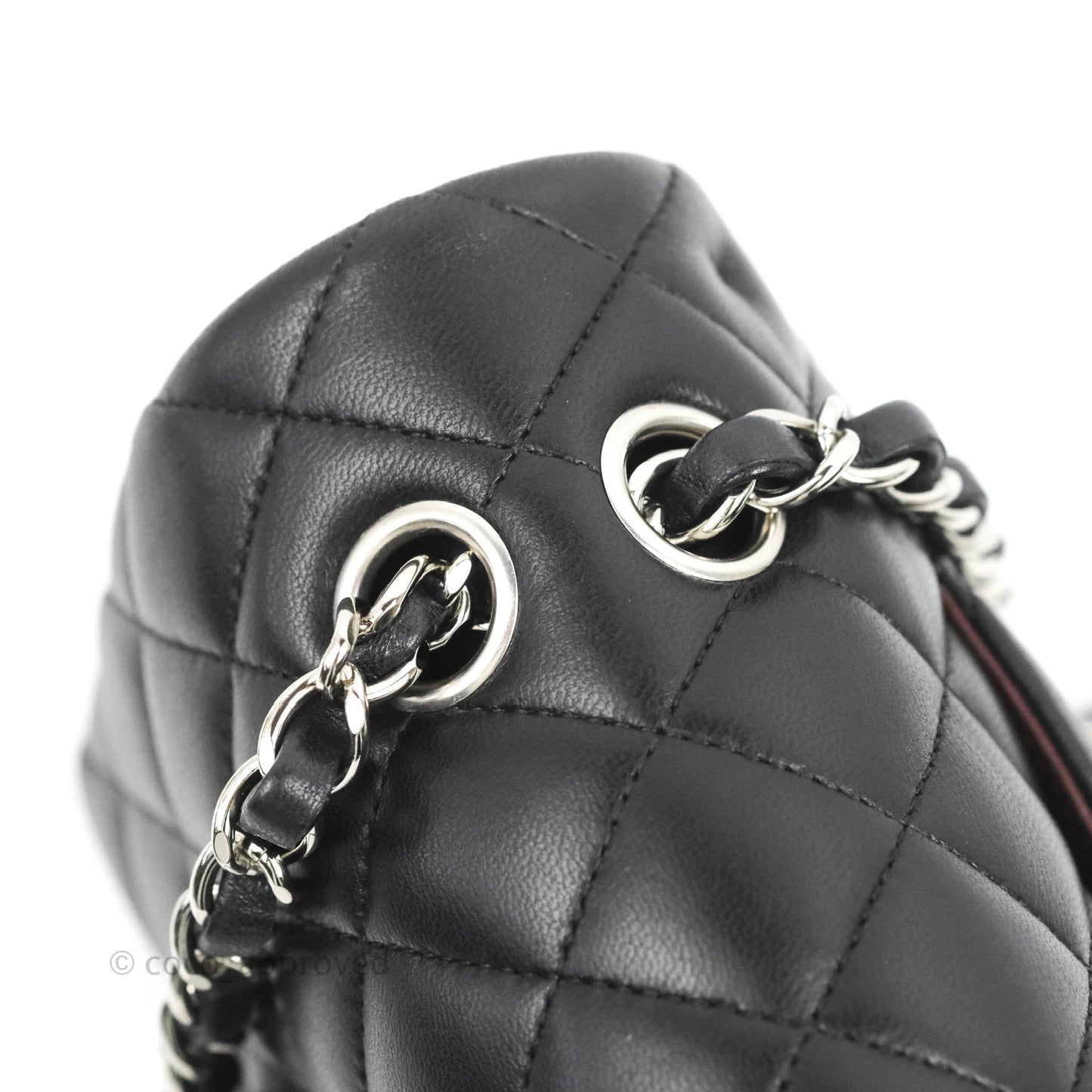 Chanel Classic M/L Medium Flap Quilted Black Lambskin Silver Hardware