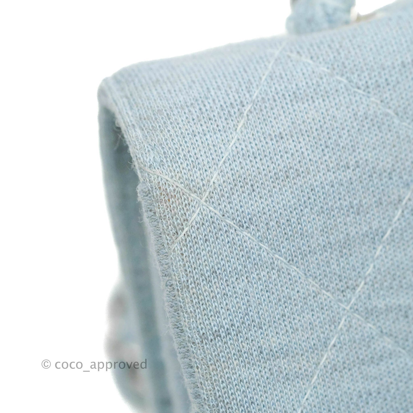 Chanel Jersey Quilted Medium Flap Light Blue Silver Hardware