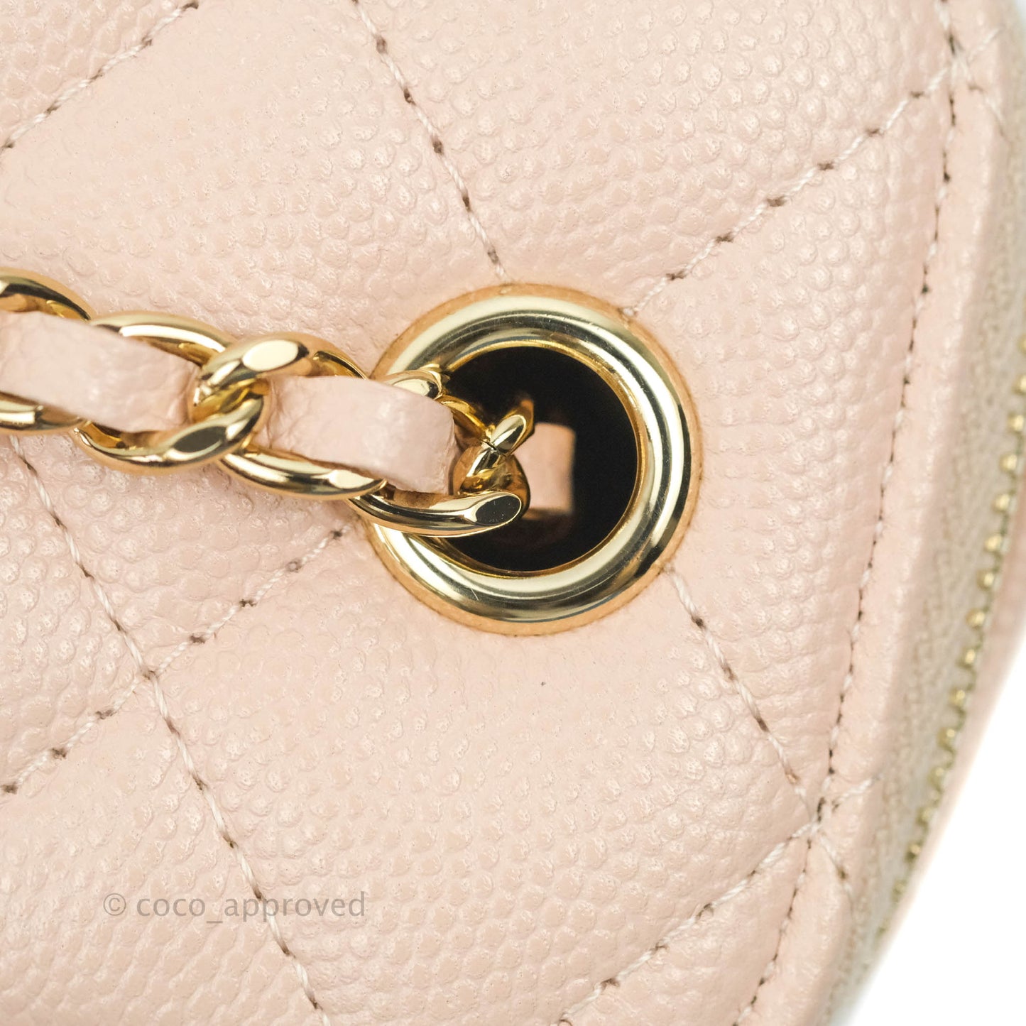 Chanel Classic Mini Vanity With Chain Light Pink Caviar Gold Hardware