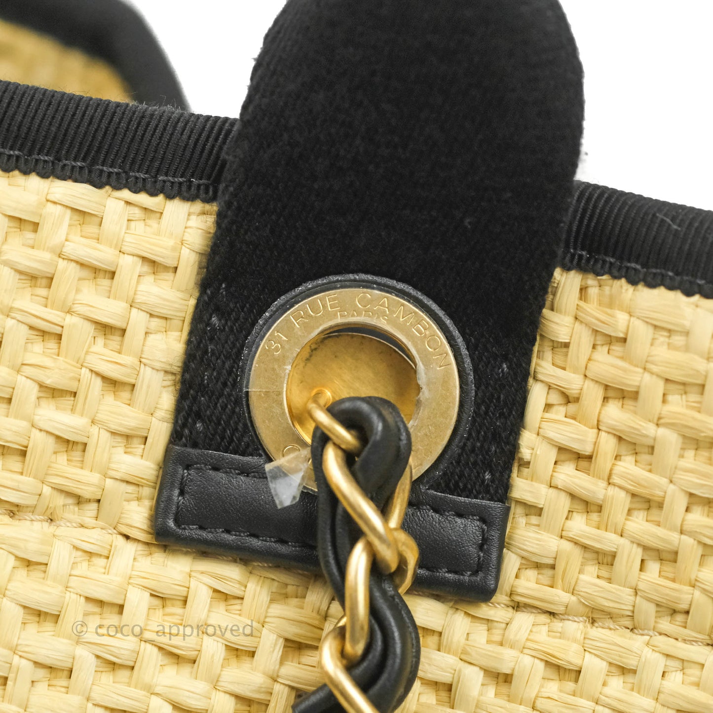 Chanel Large Deauville Tote Woven Chain Leather Logo 21S