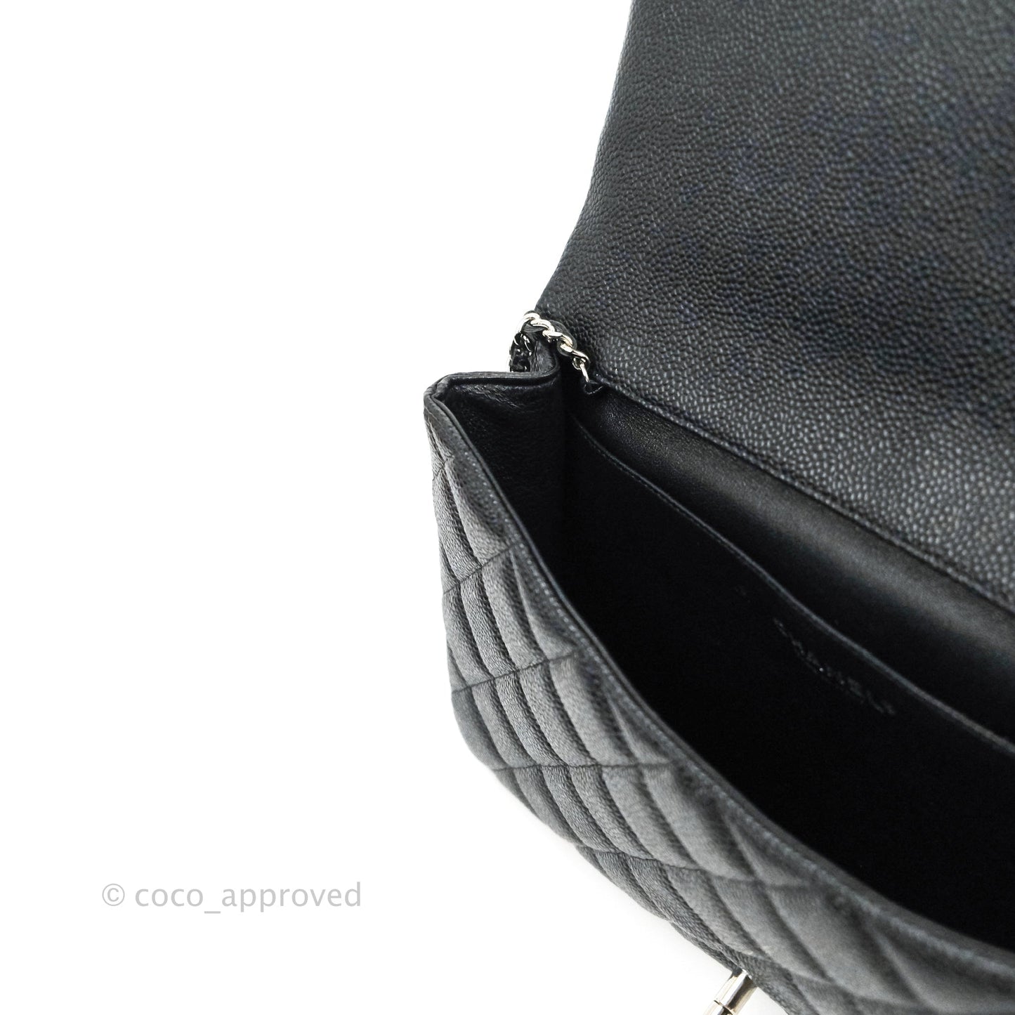 Chanel Quilted Clutch with Chain Black Caviar Silver Hardware