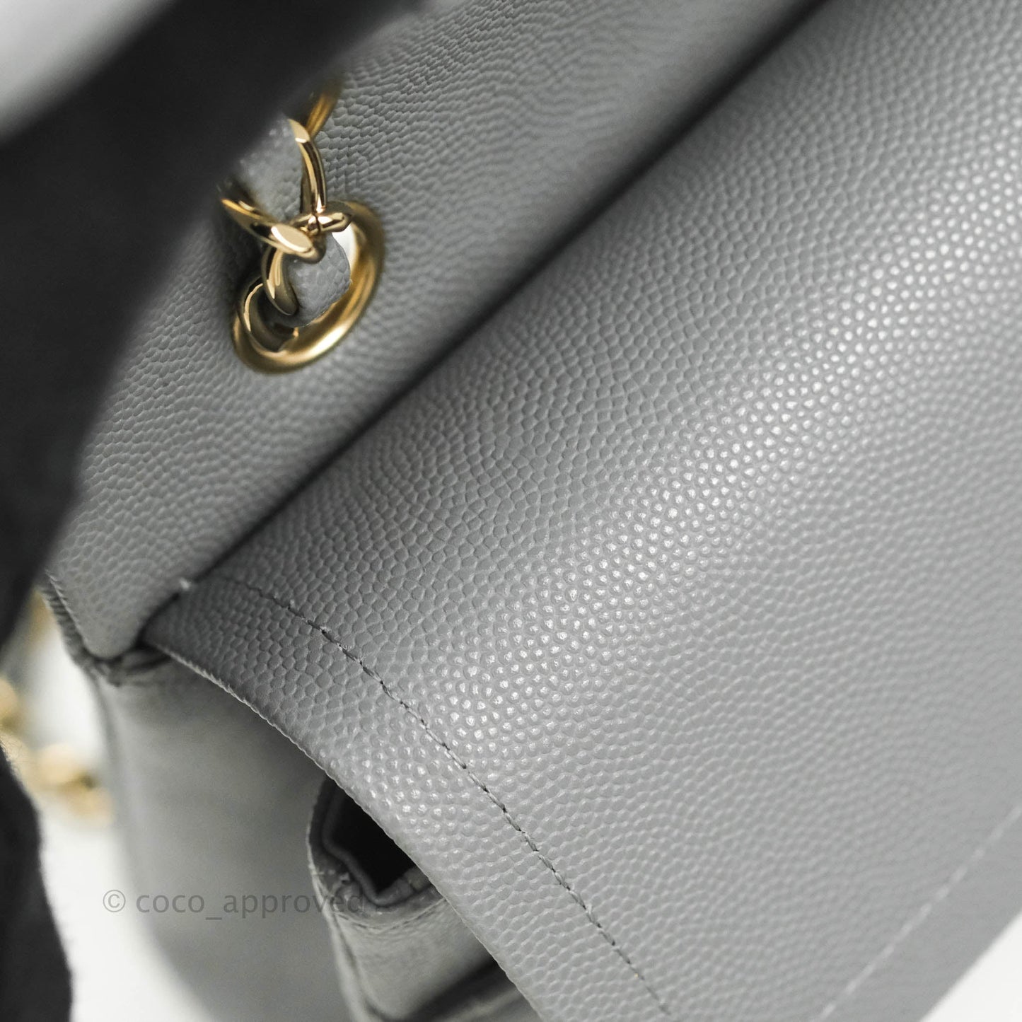 Chanel Classic M/L Medium Flap Quilted Grey Caviar Gold Hardware 20C