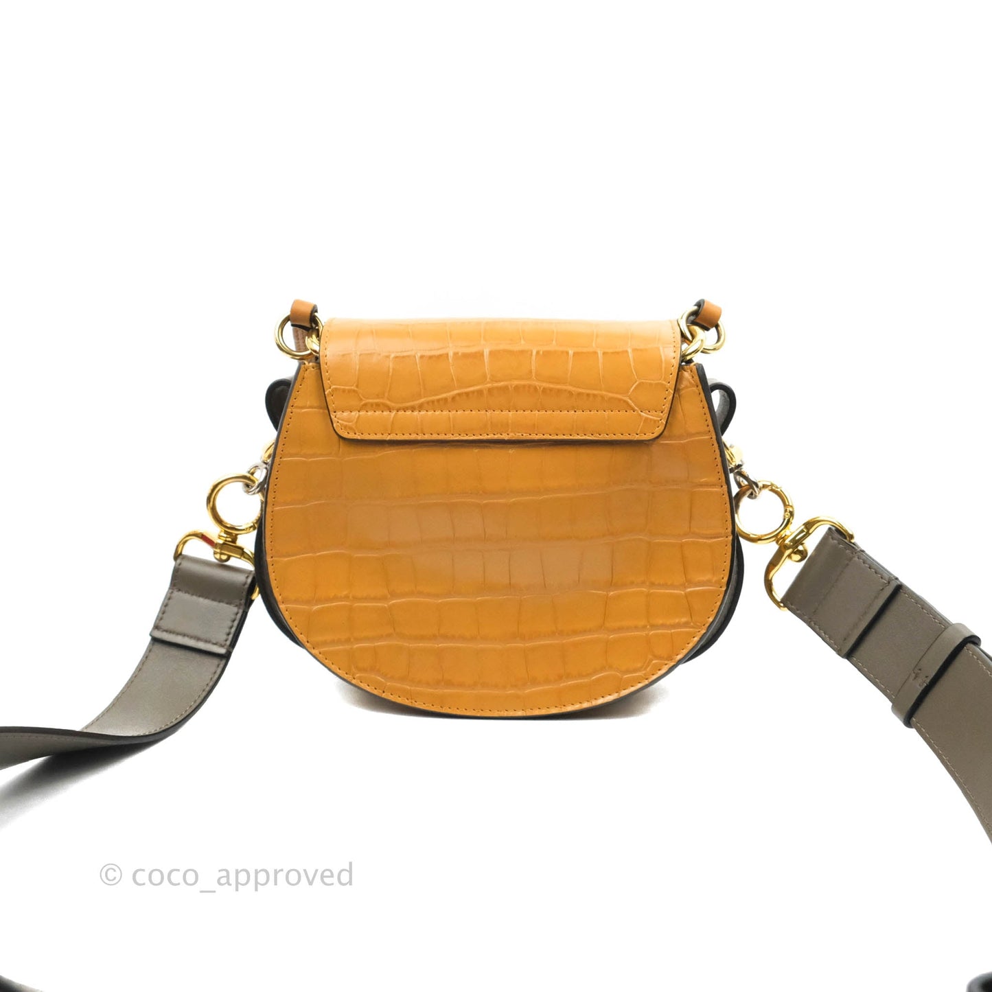 Chloe Small Croc-Embossed Tess Brown Bag