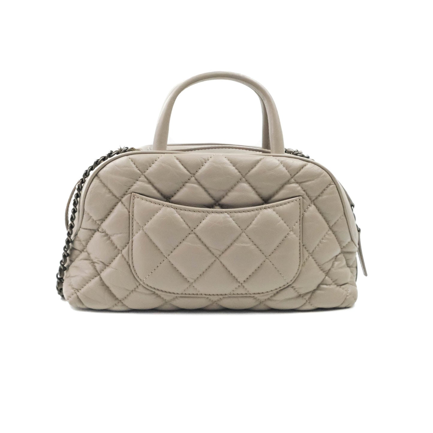 Chanel Quilted Small Coco Handle Bowling Bag Grey Aged Calfskin Ruthenium Hardware