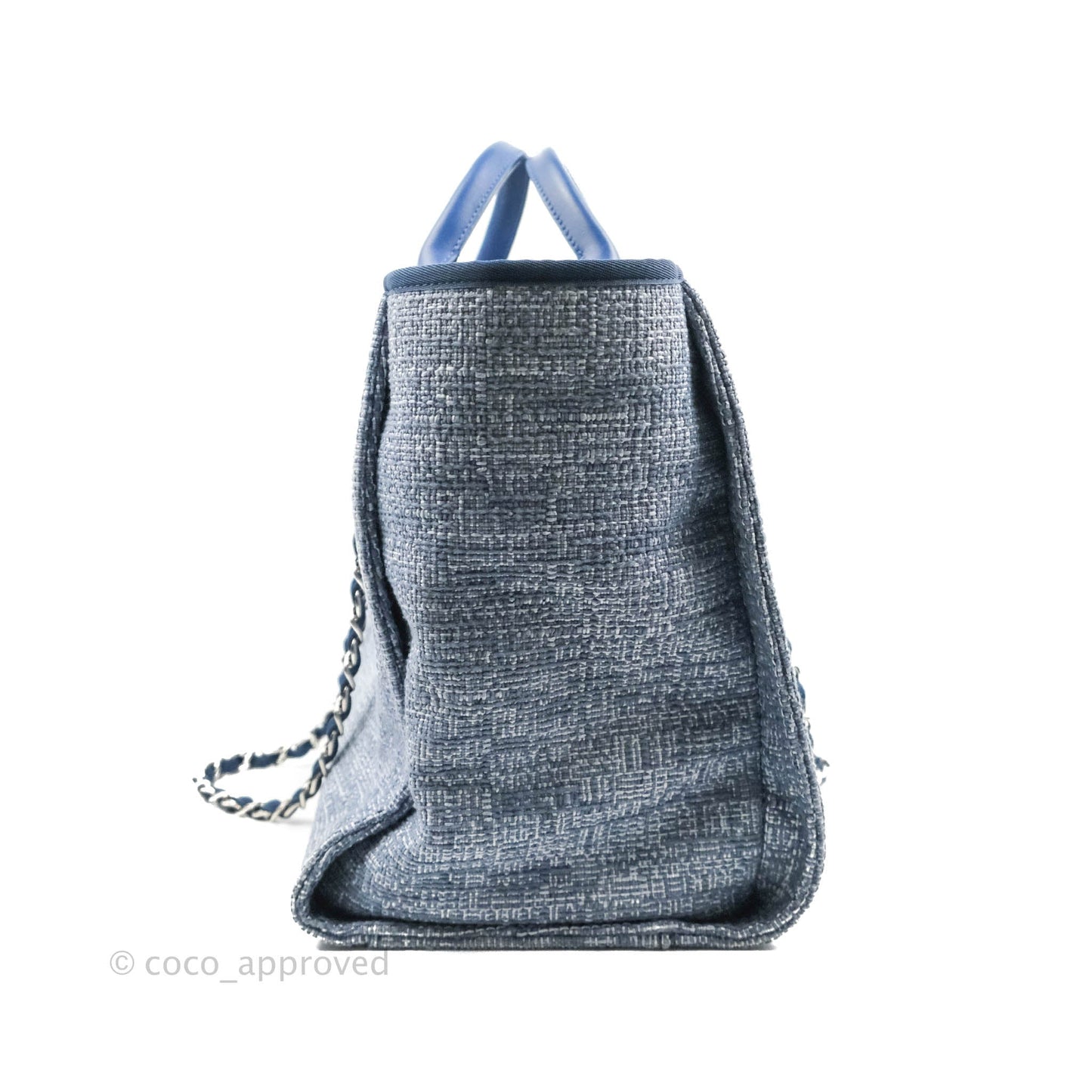 Chanel Large Deauville Blue Canvas Silver Hardware