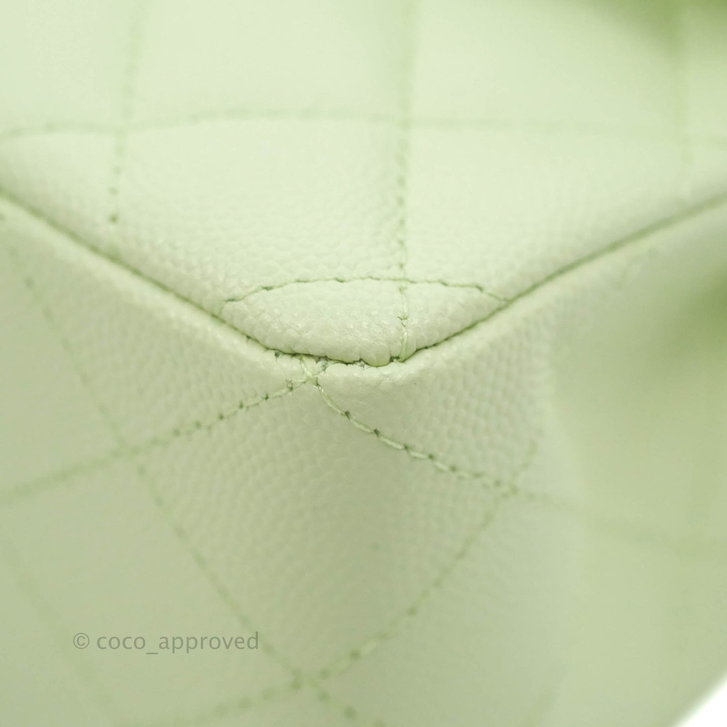 Chanel Small Classic Quilted Flap Pastel Green Caviar Gold Hardware