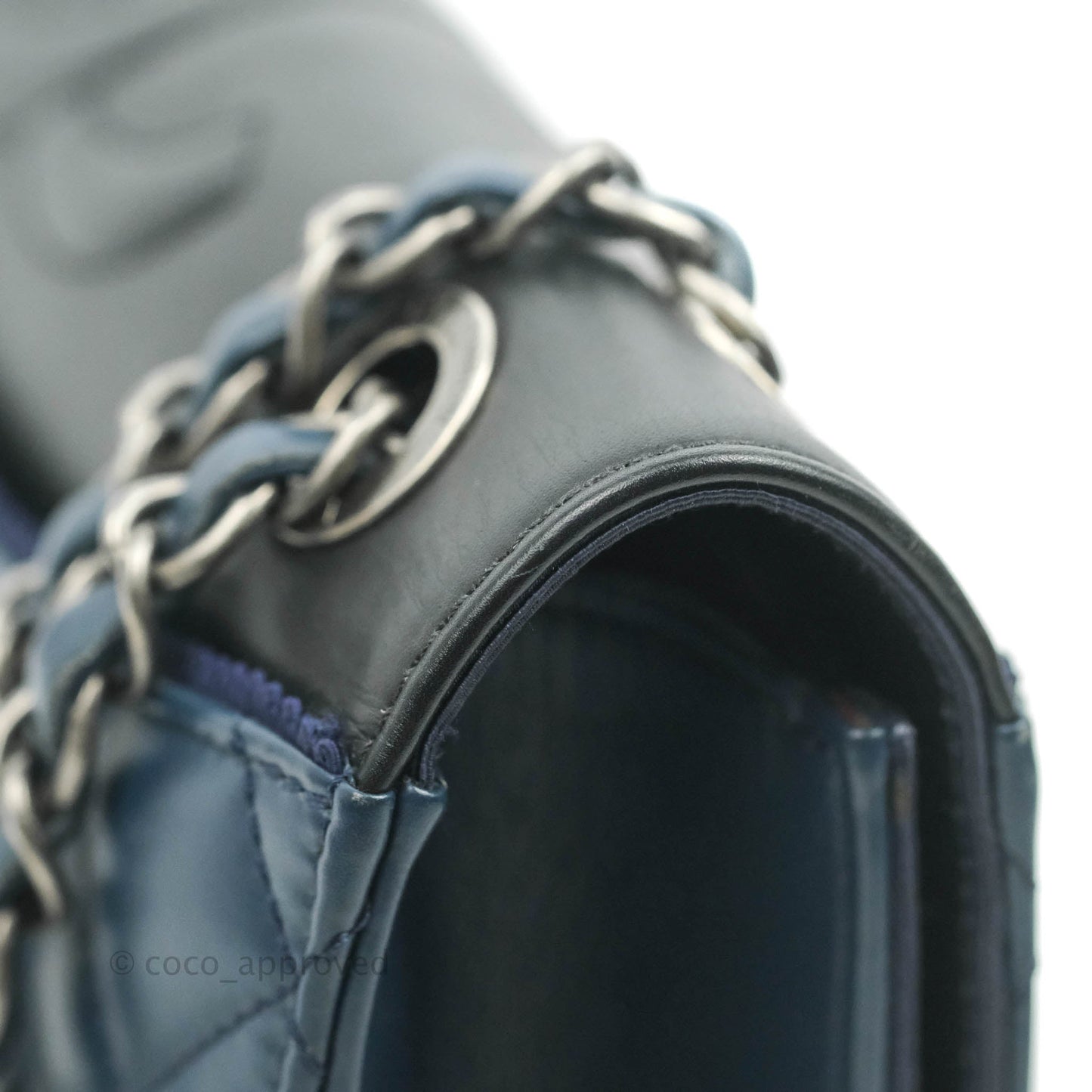 Chanel Quilted Ballerina Small Flap Bag Blue Black Ruthenium Hardware