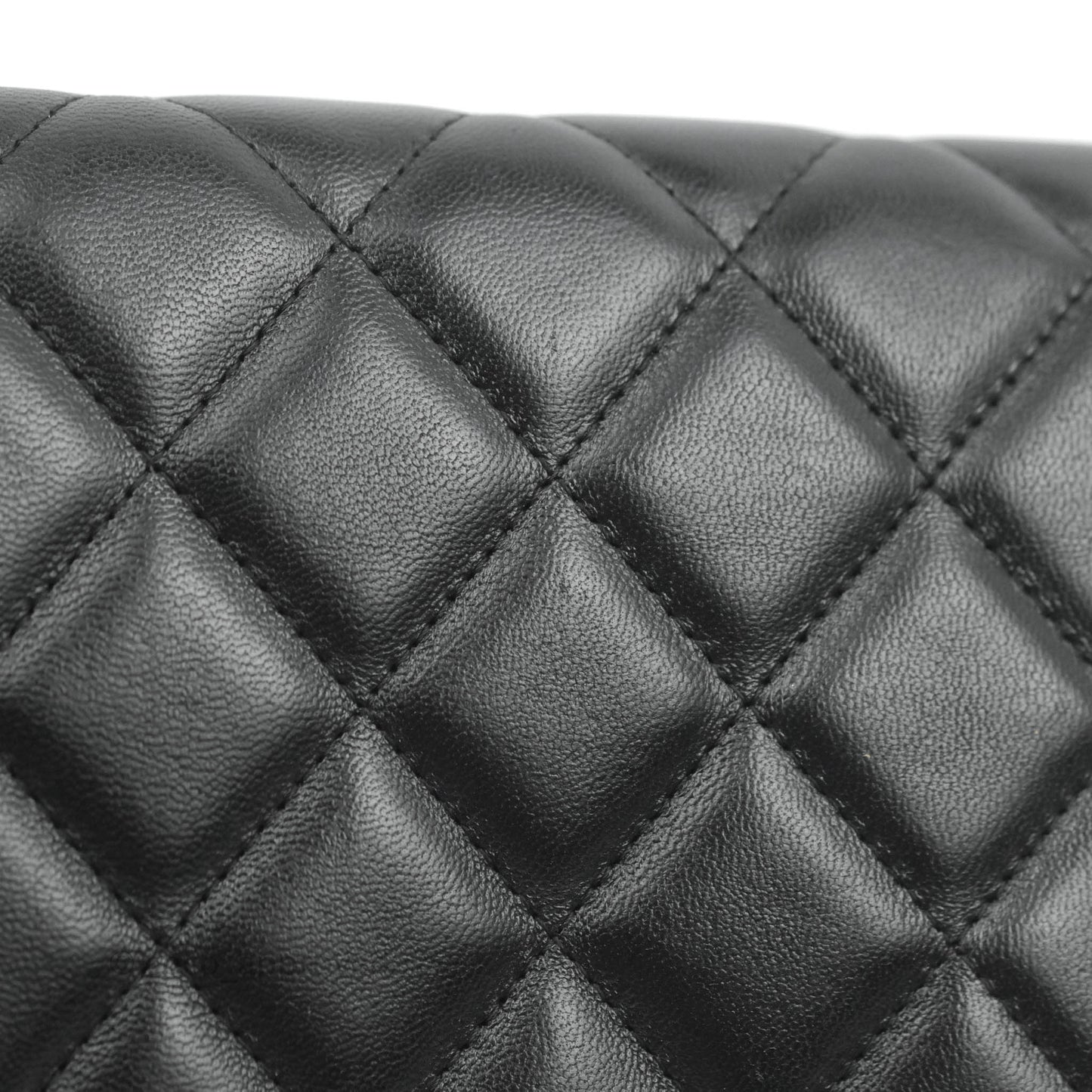 Chanel Quilted Clutch with Chain Lambskin Black Silver Hardware