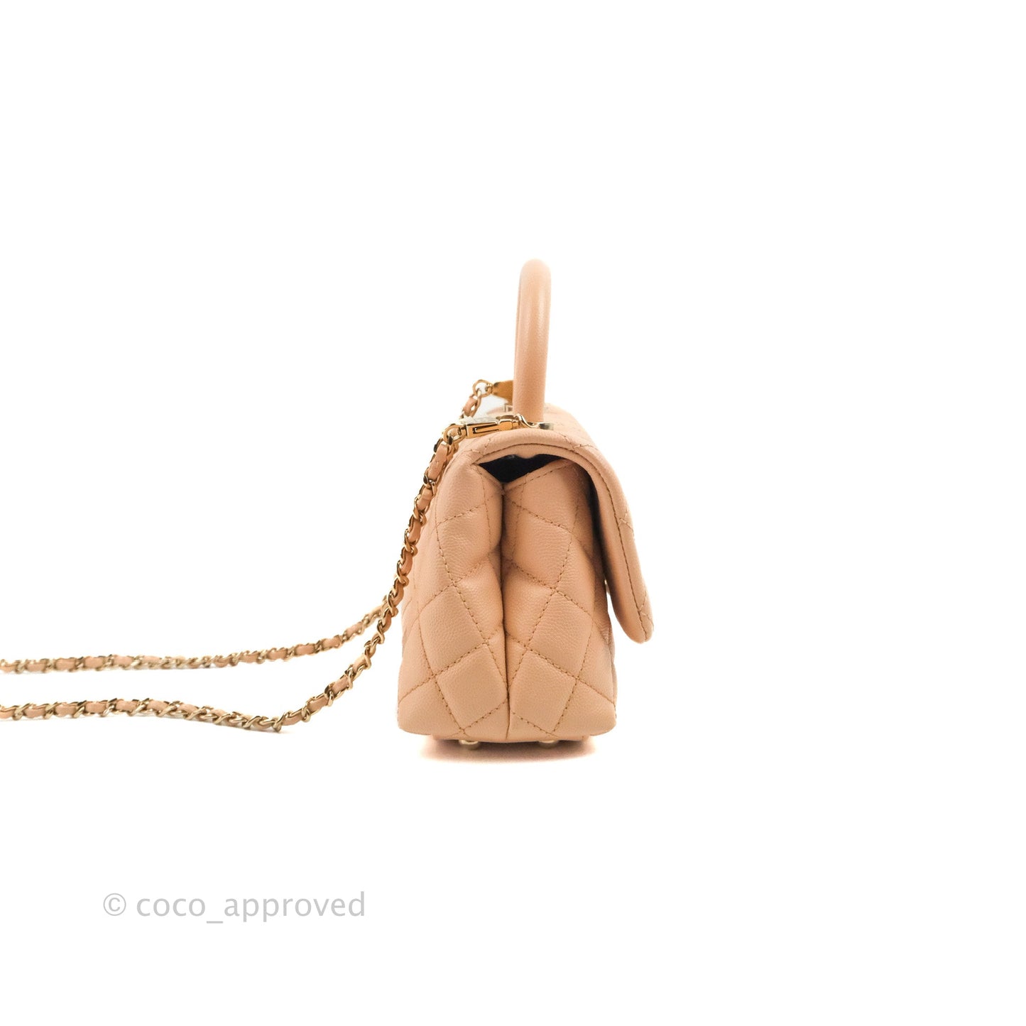 Chanel Mini Coco Handle Quilted Light Pink Caviar Gold Hardware