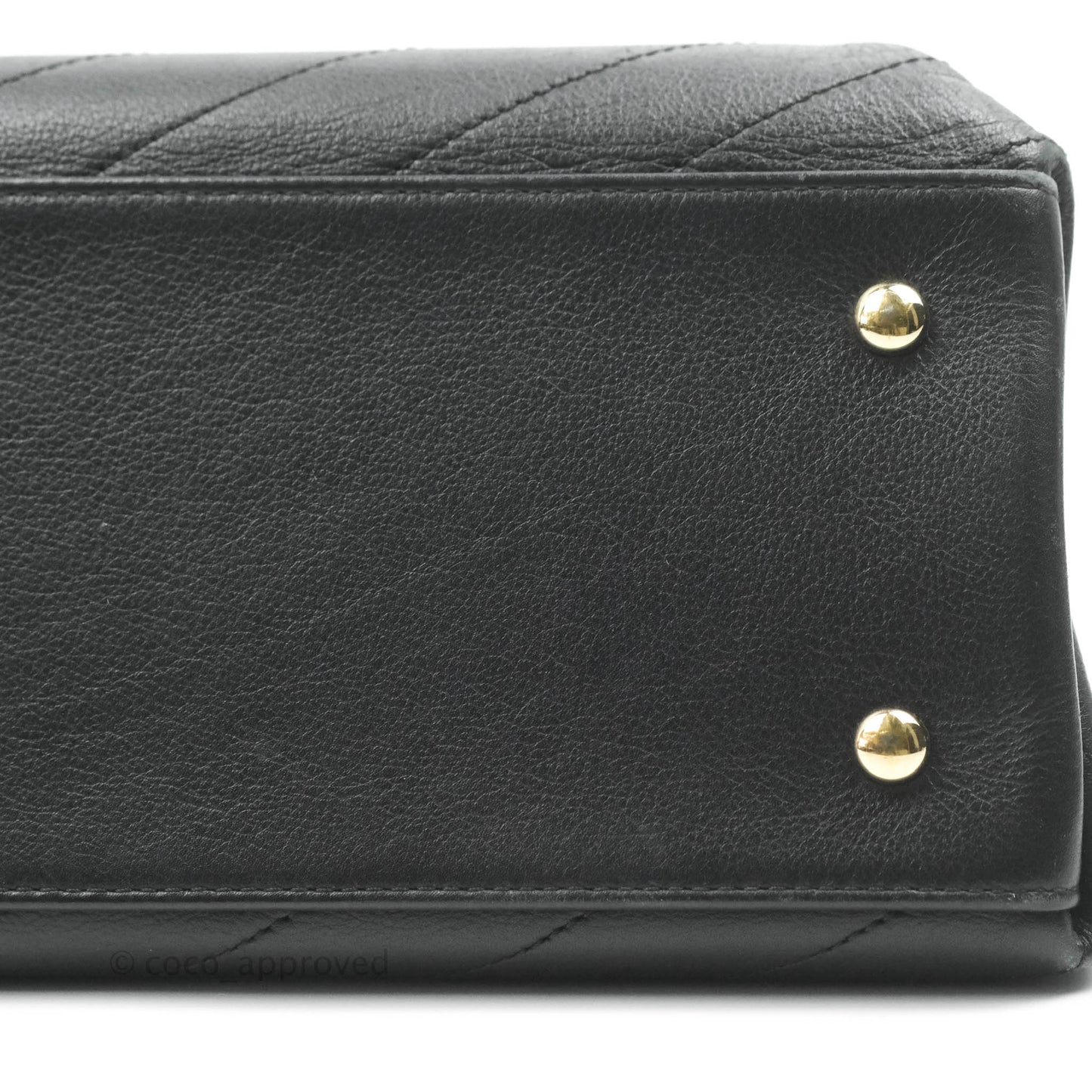 Chanel Chevron Top Handle Black Calfskin Gold Hardware