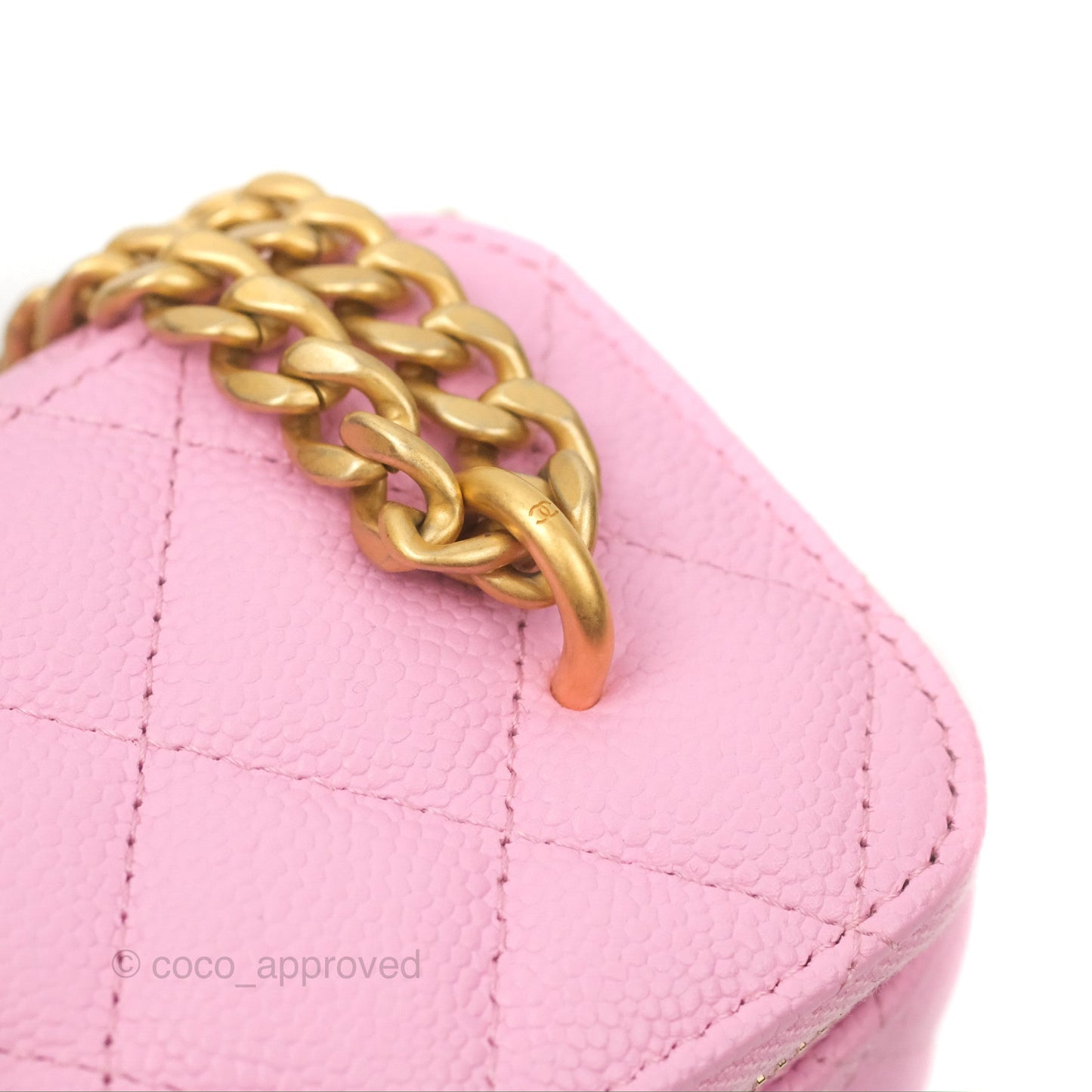 Chanel Quilted Heart Crush Mini Vanity With Chain Pink Caviar Aged Gold Hardware