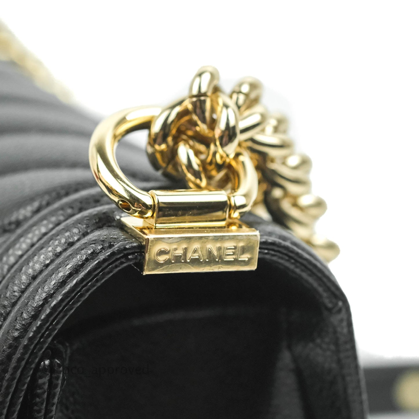 Chanel Boy Chevron Medium Black Caviar Gold Hardware