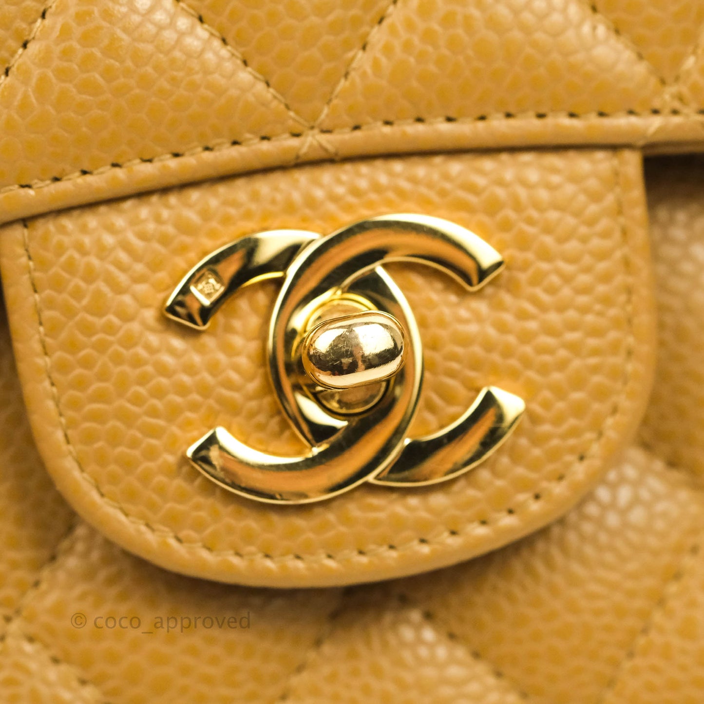 Chanel S/M Small Classic Quilted Flap Dark Beige Caviar 24K Gold Hardware