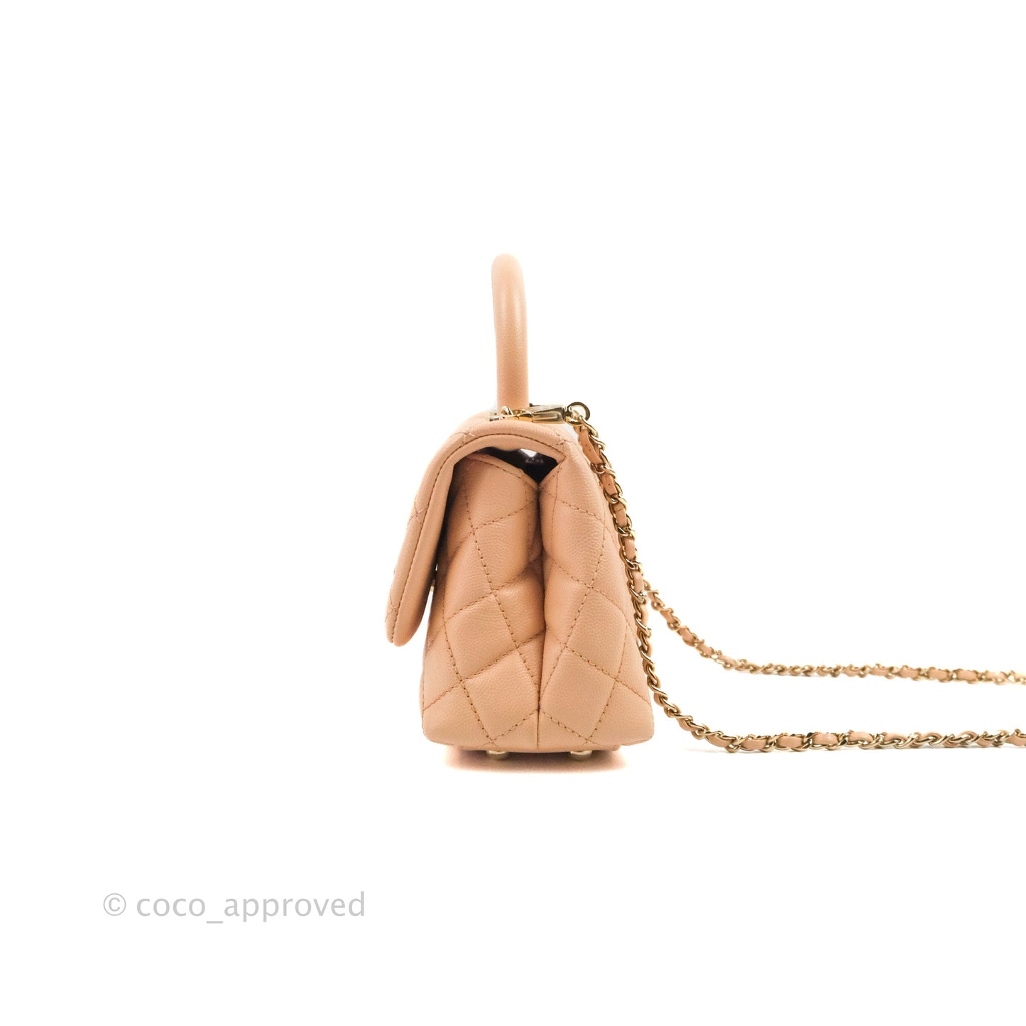 Chanel Mini Coco Handle Quilted Light Pink Caviar Gold Hardware