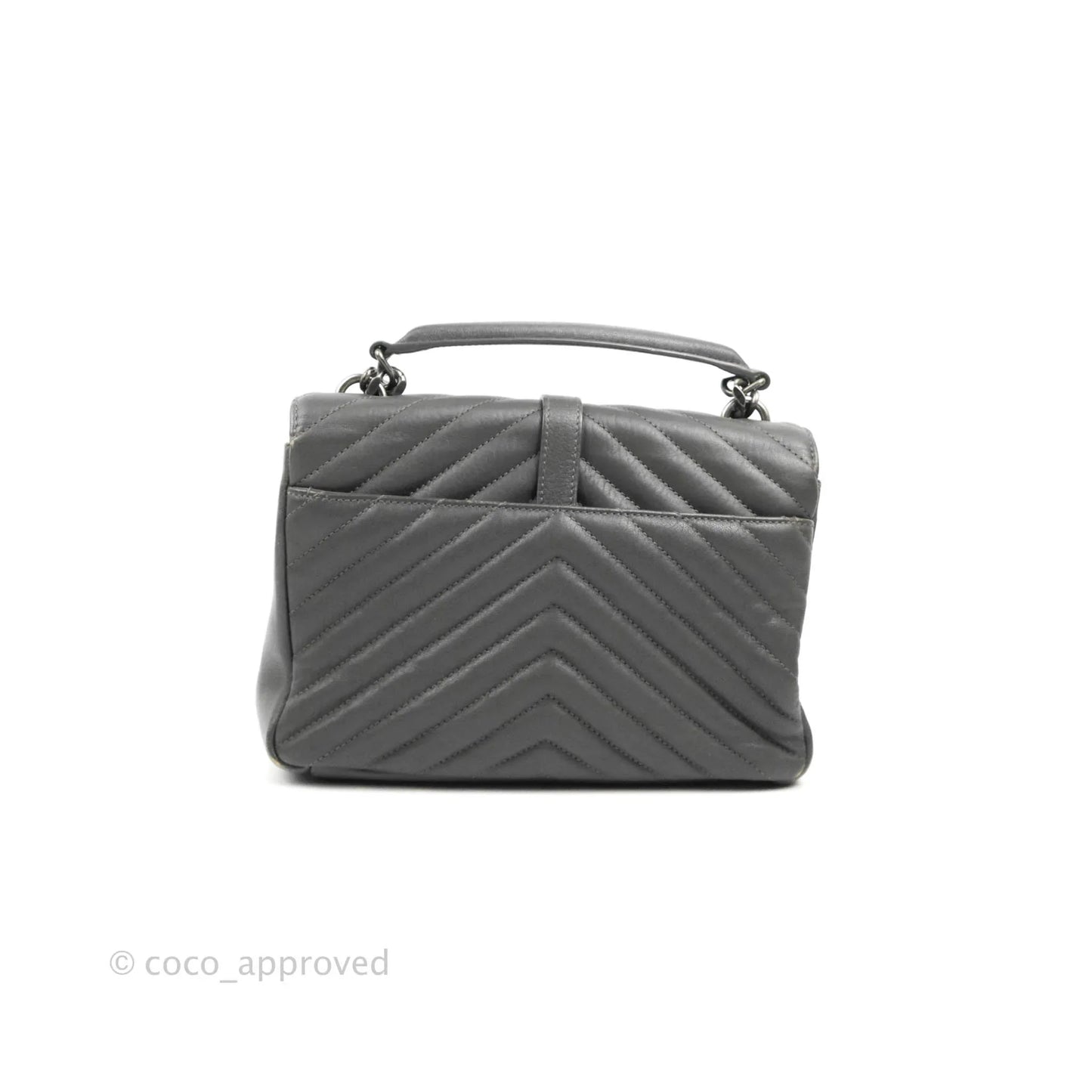 Saint Laurent Chevron Medium College Grey Chain Bag Ruthenium Hardware
