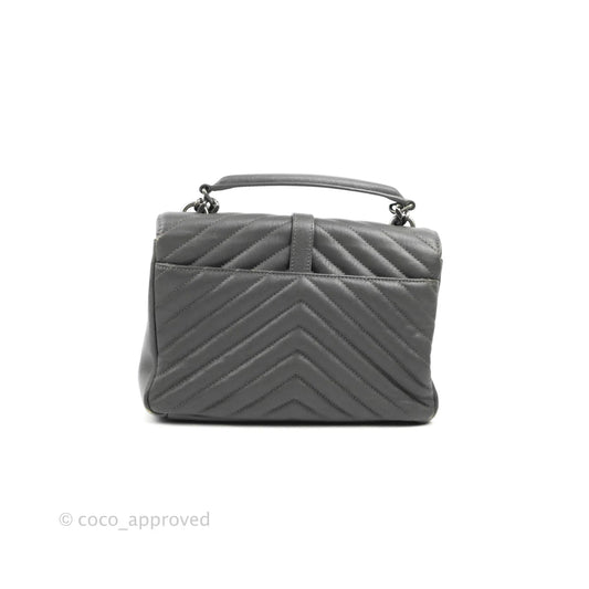 Saint Laurent Chevron Medium College Grey Chain Bag Ruthenium Hardware